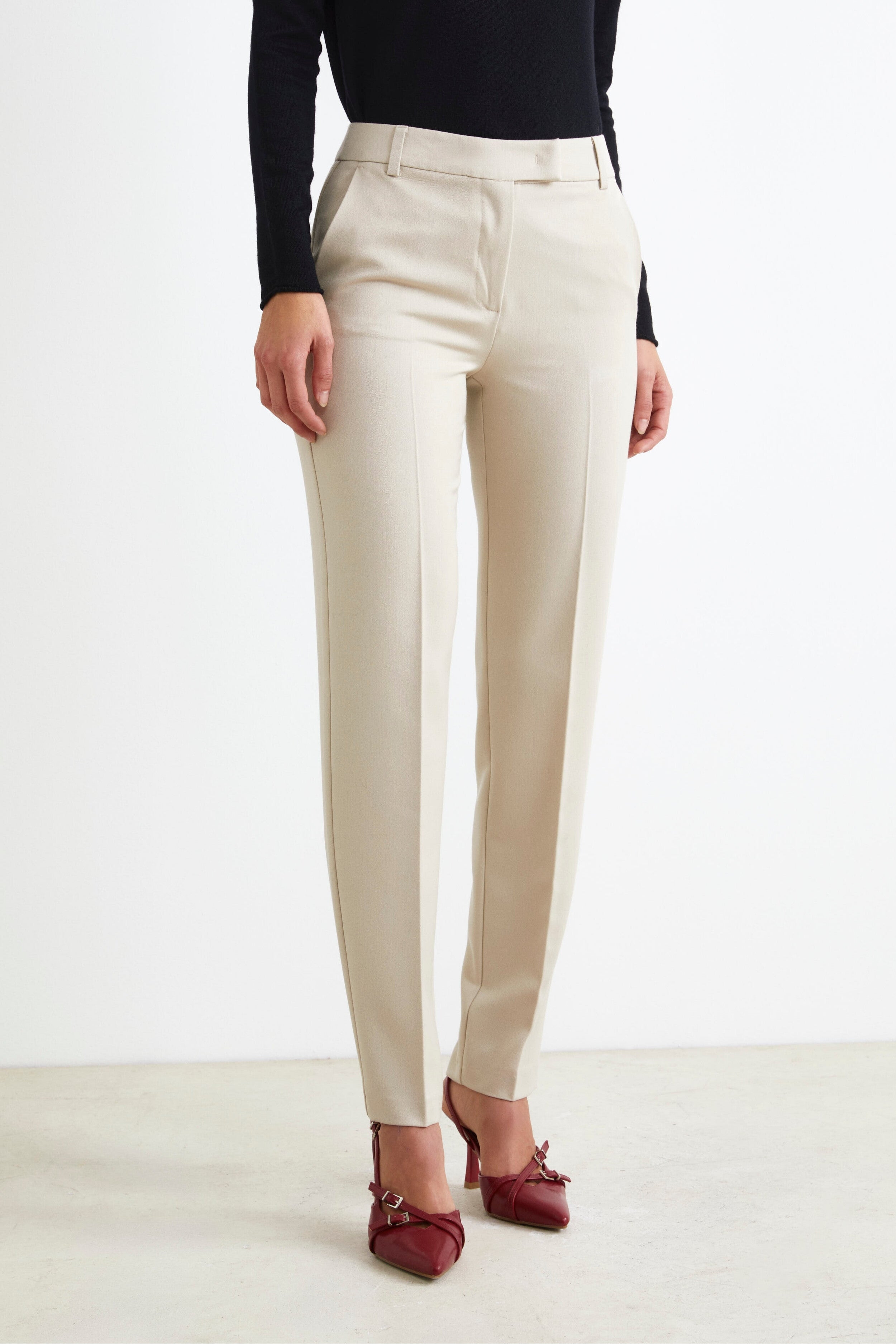 Pantalone Sigaretta Regular Fit - BEIGE