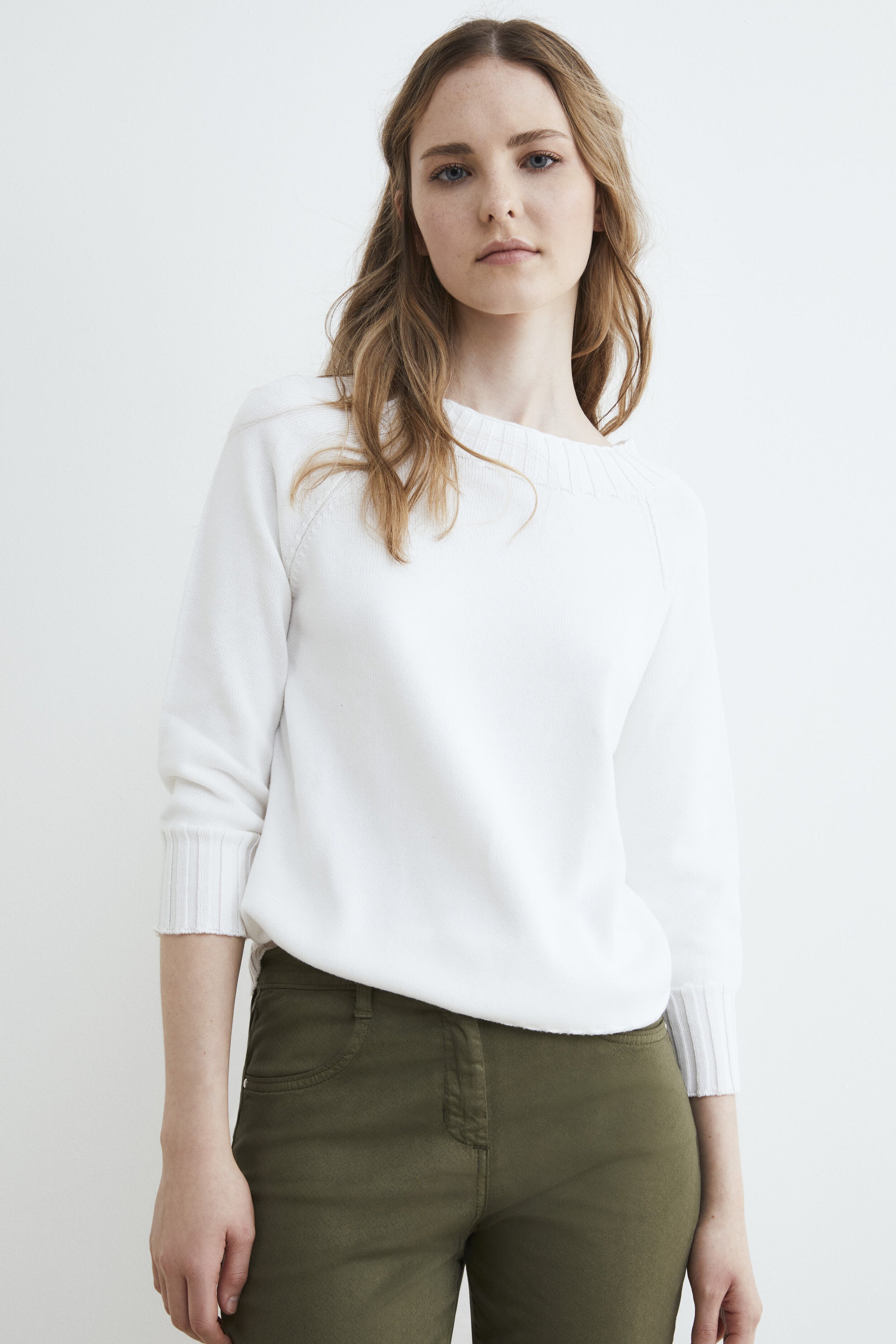 Ribbed cotton sweater - WHITE