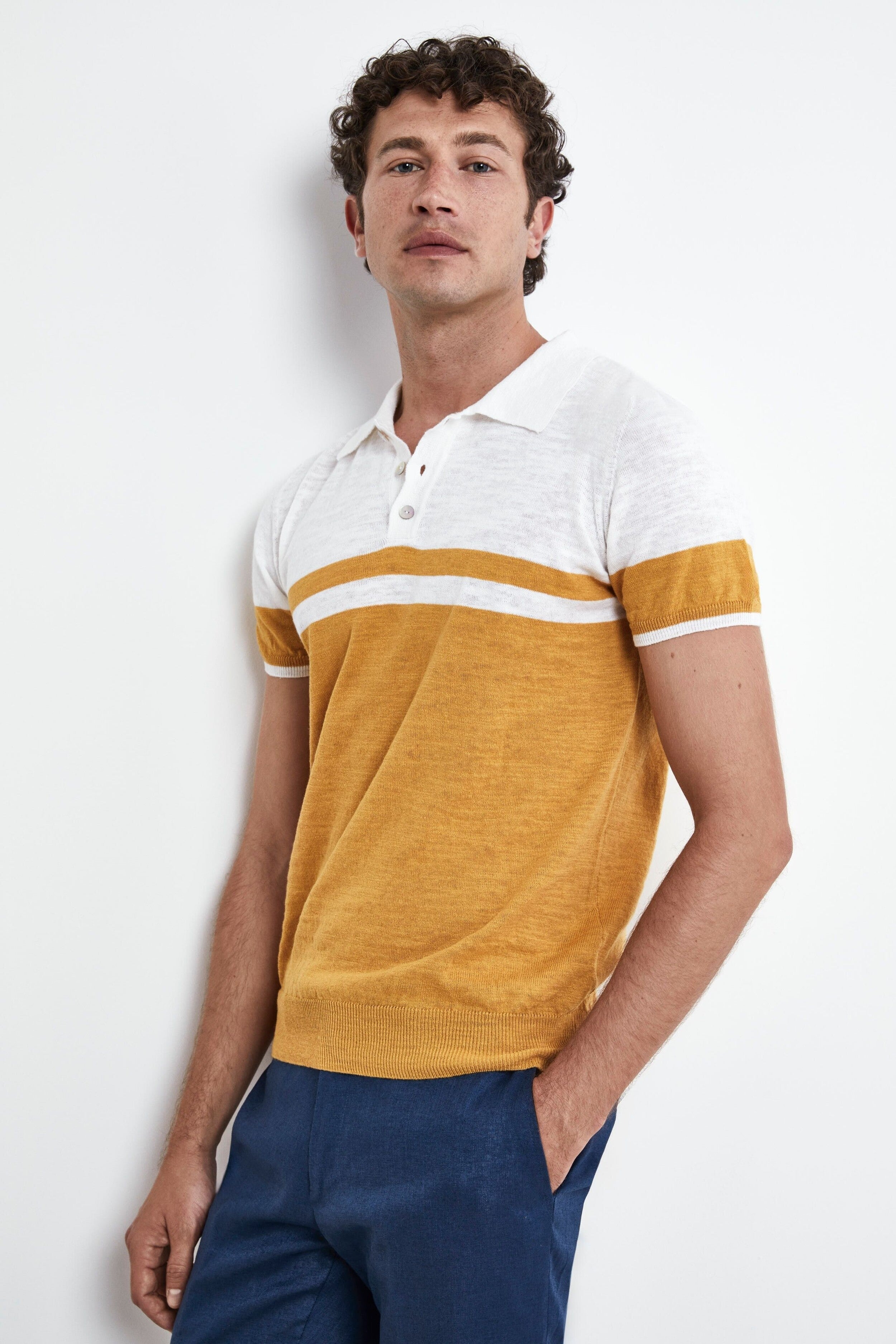 Polo Fantasia in Maglia - SENAPE/PANNA