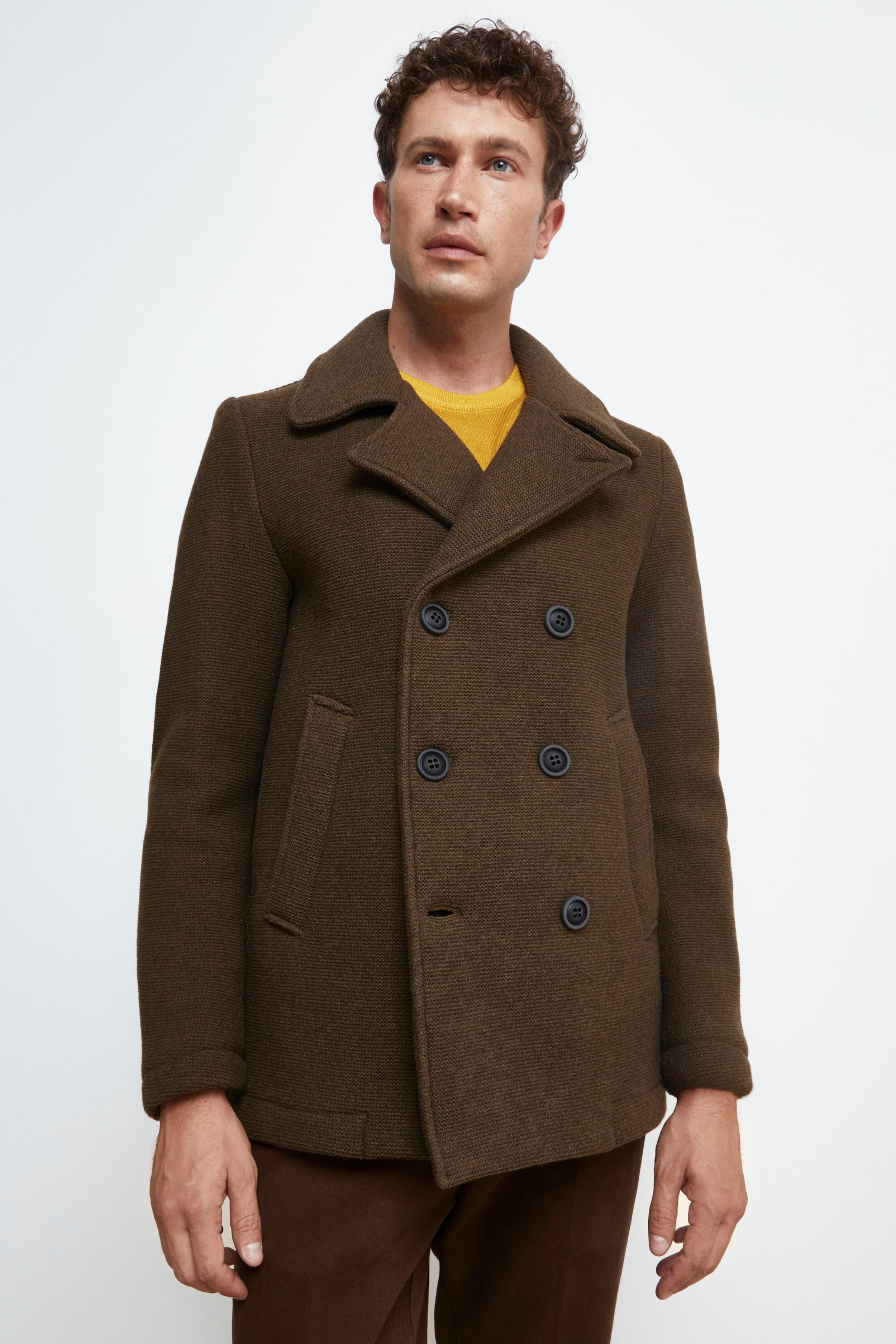 Manteau peacoat à double boutonnage - marron