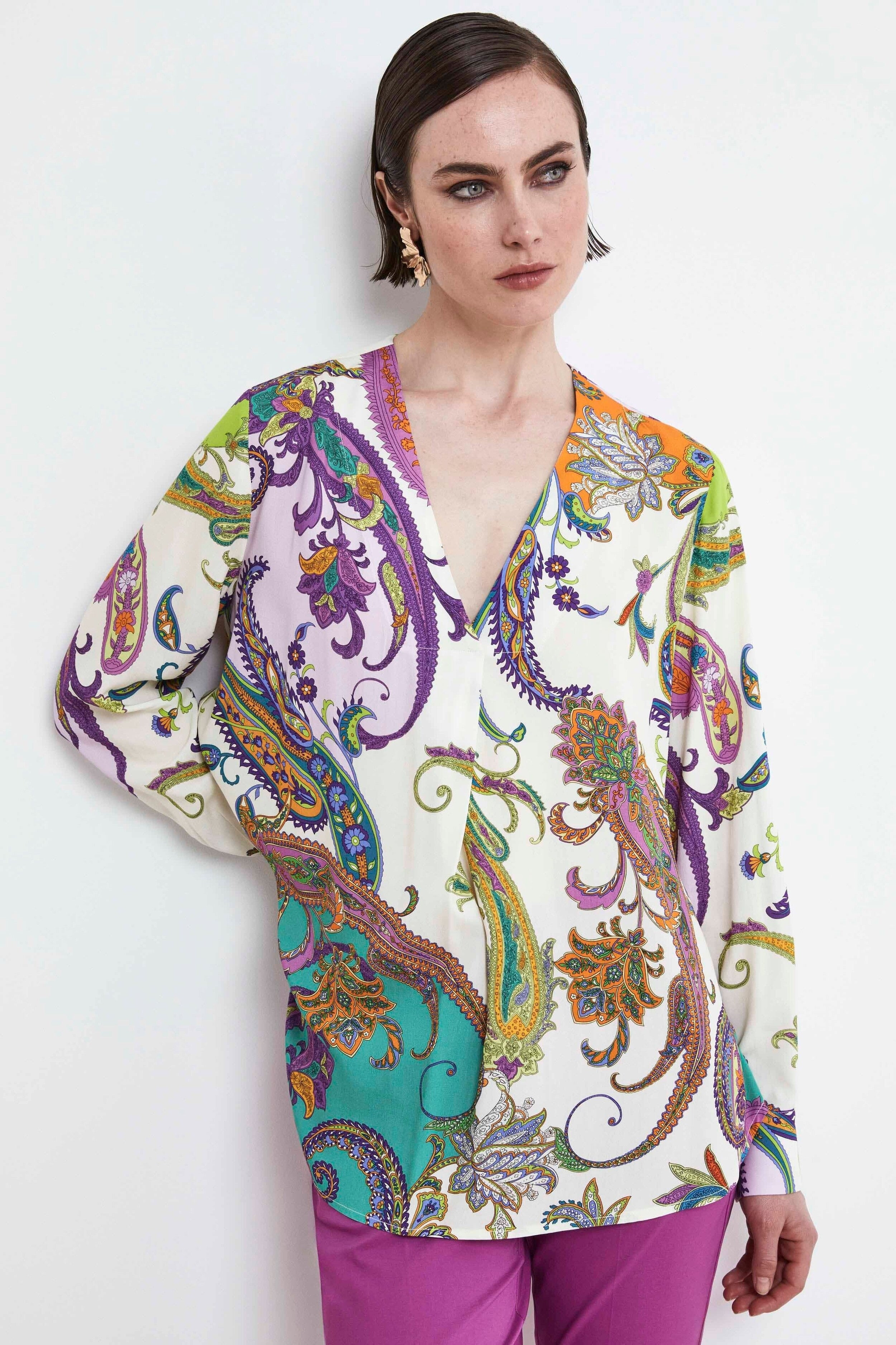 Paisley Patterned Blouse - Lilac pattern