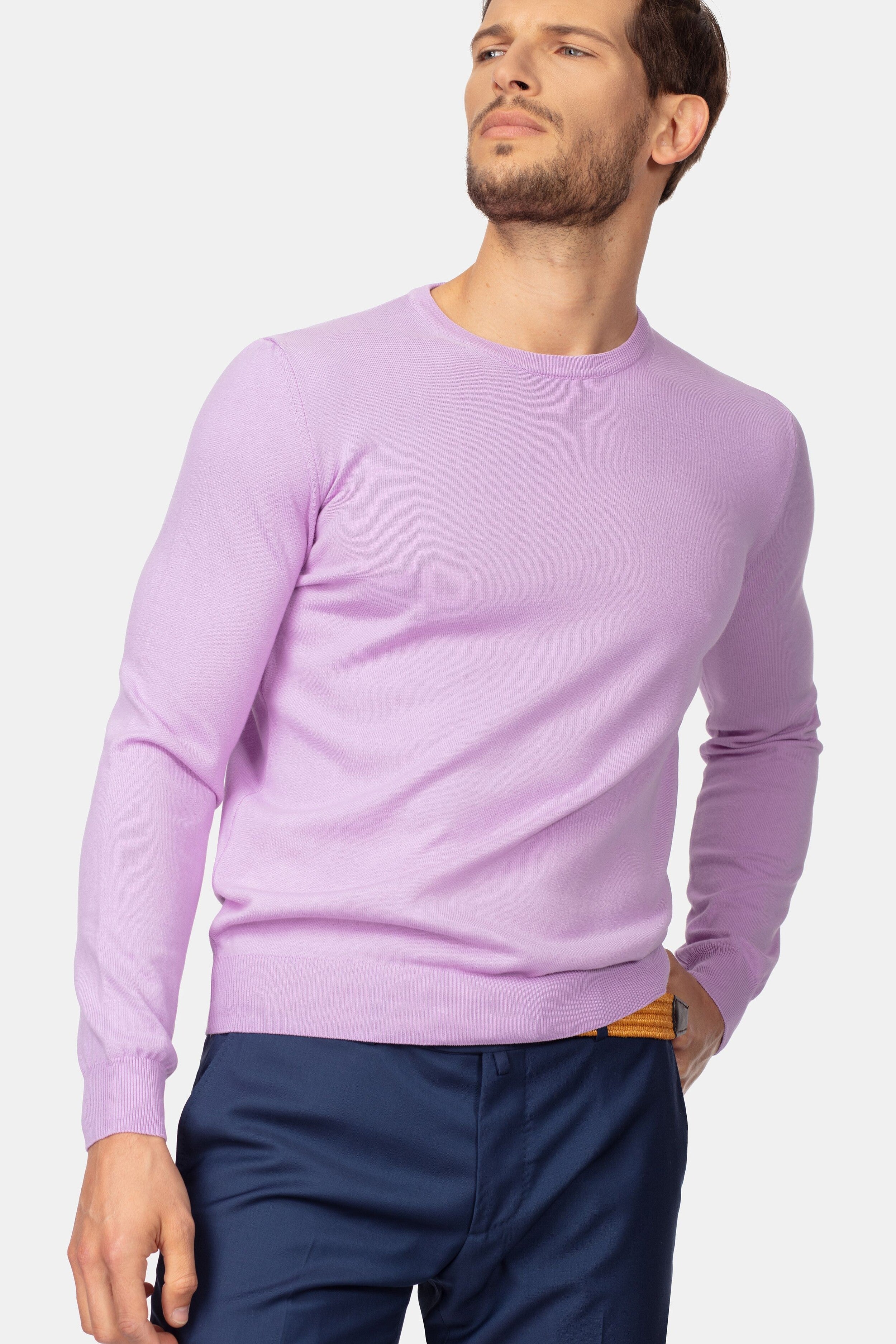 Cotton crewneck sweater - Wisteria purple