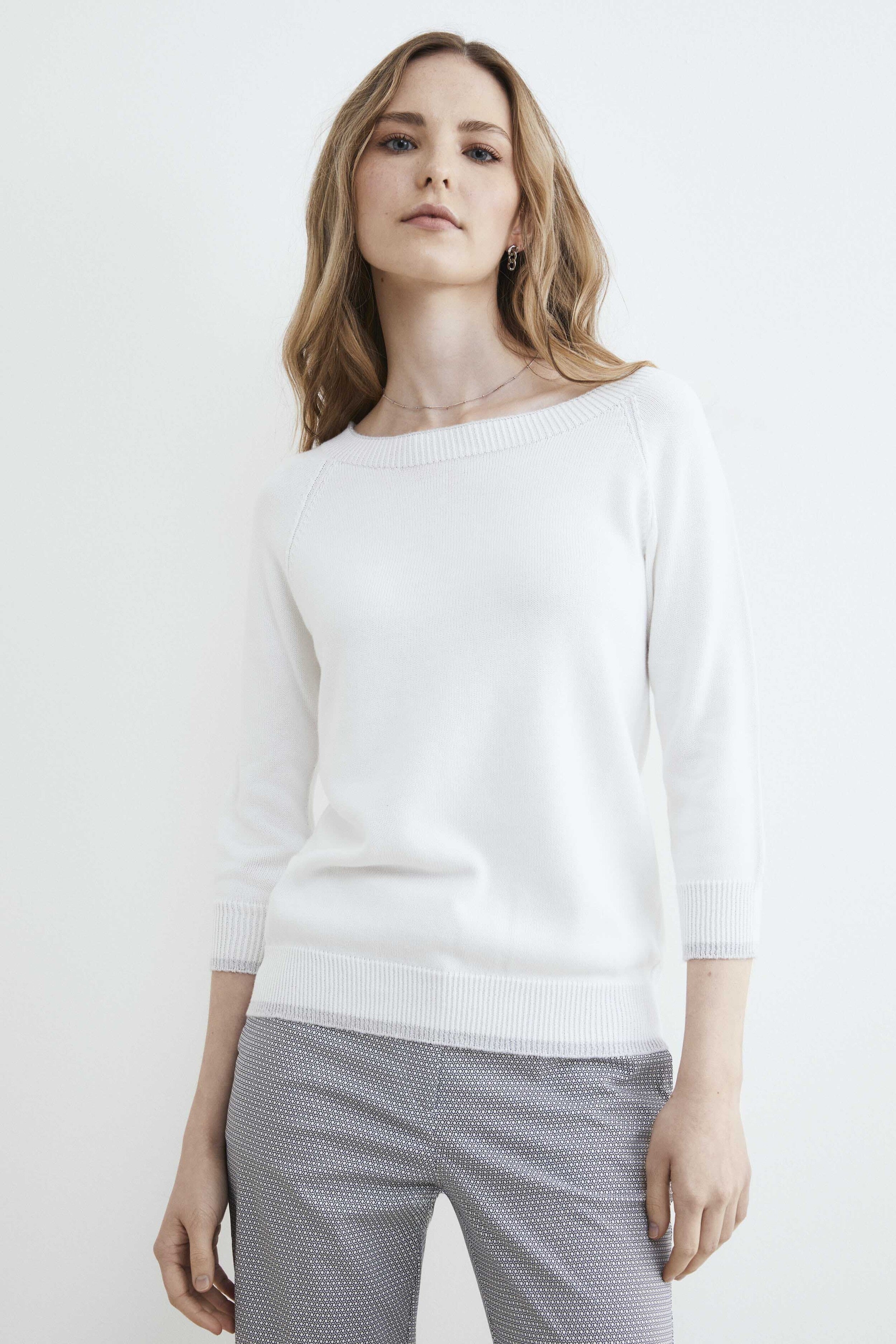 Cotton lurex sweater - SILVER/WHITE