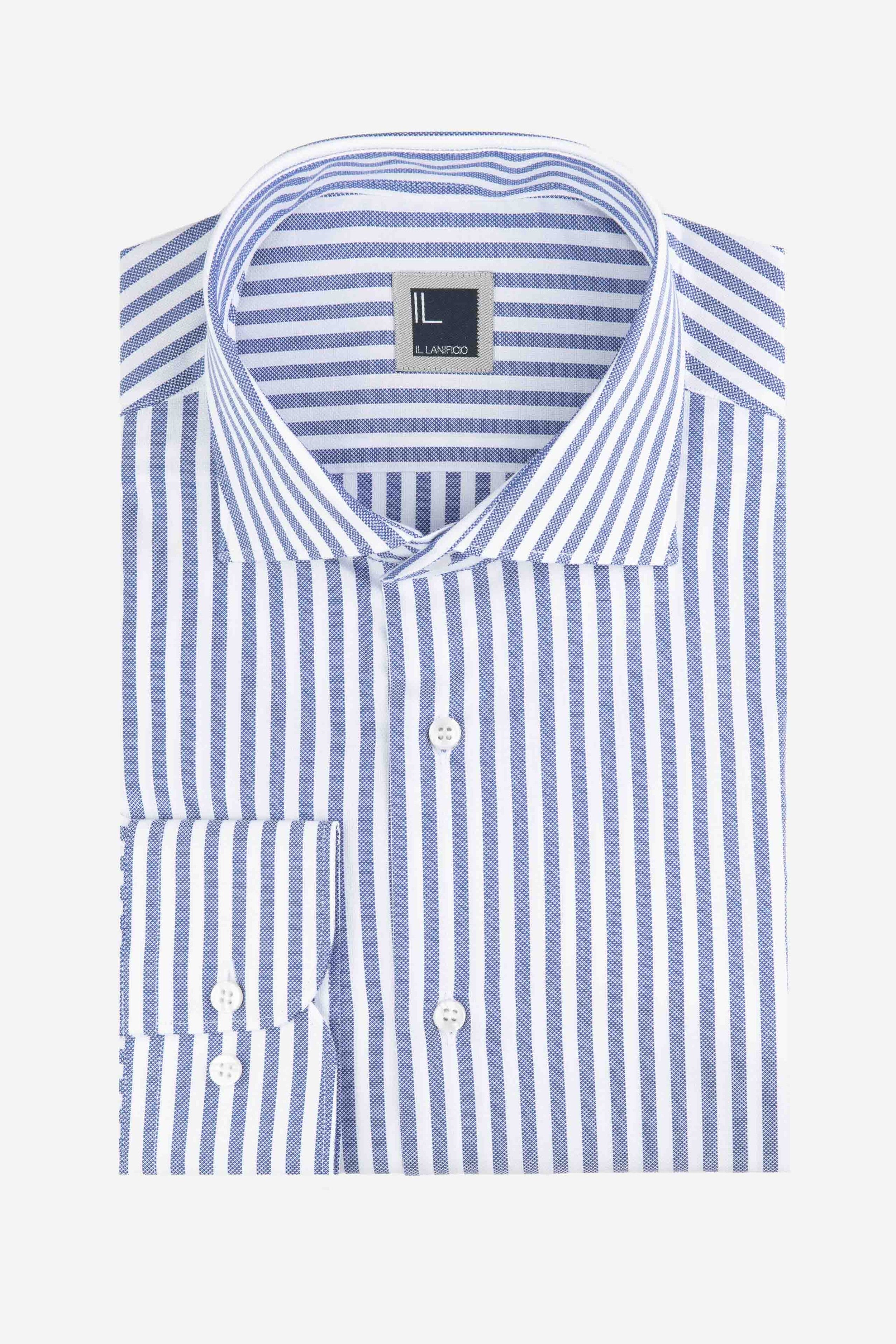 French neck striped shirt - STRIPED WHITE/BLUE