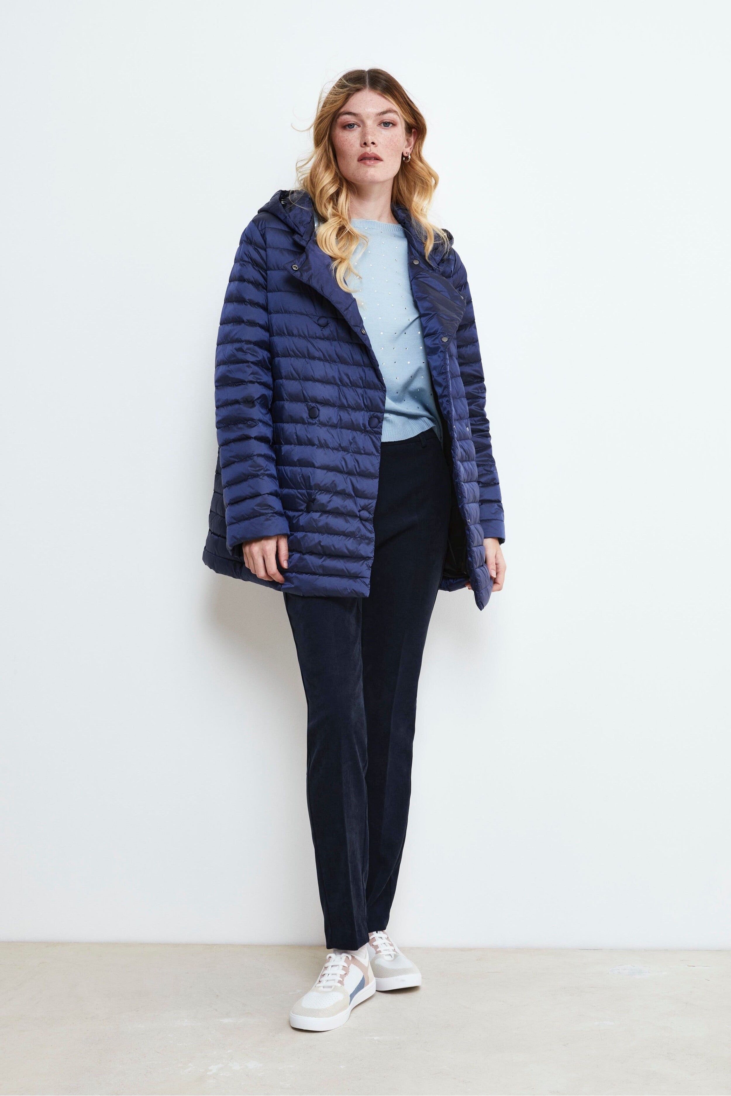 Gestepptes Daunenjacke mit Rautenmuster - BLAU