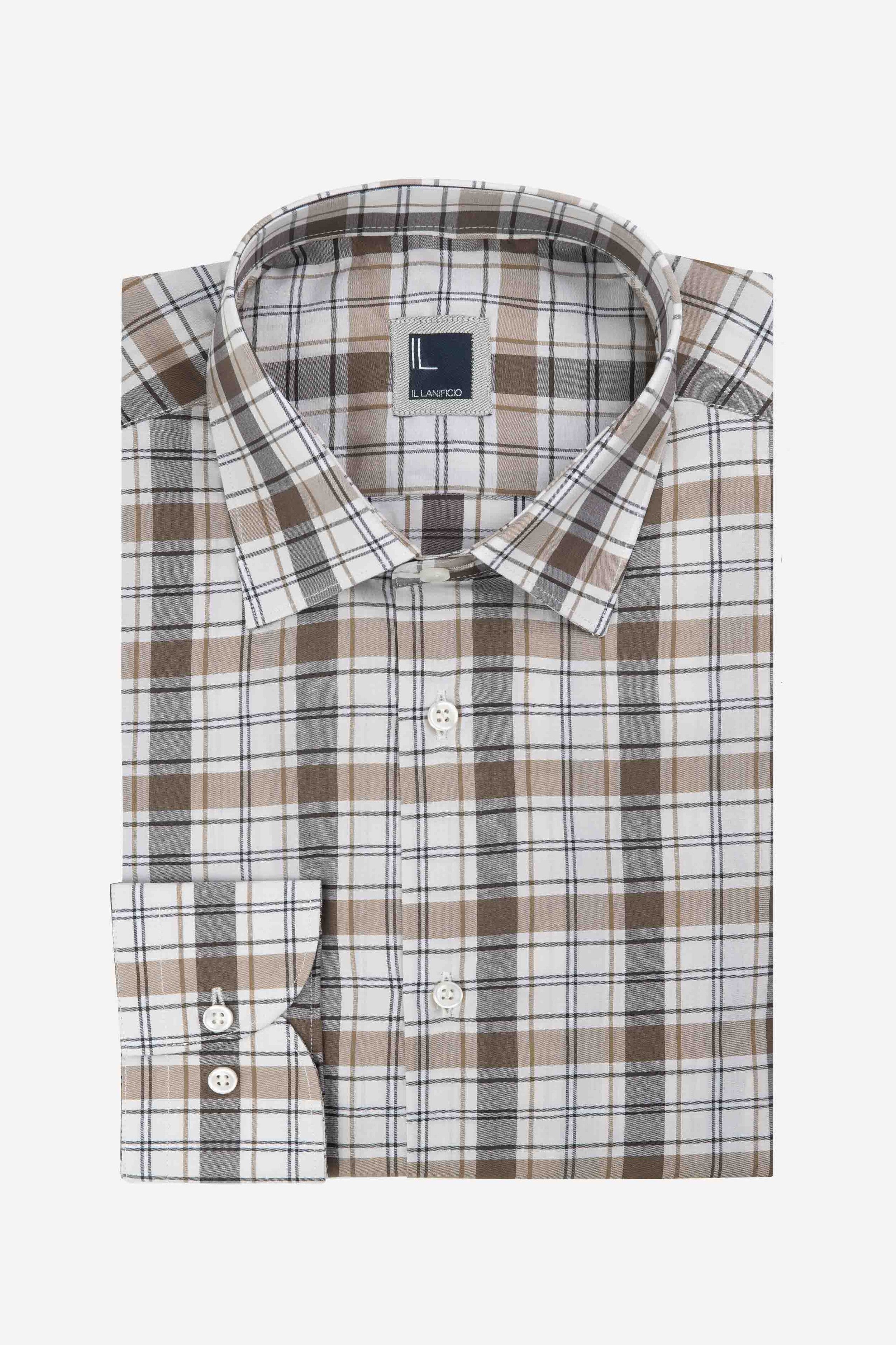 Camicia check in cotone - MARRONE QUADRI