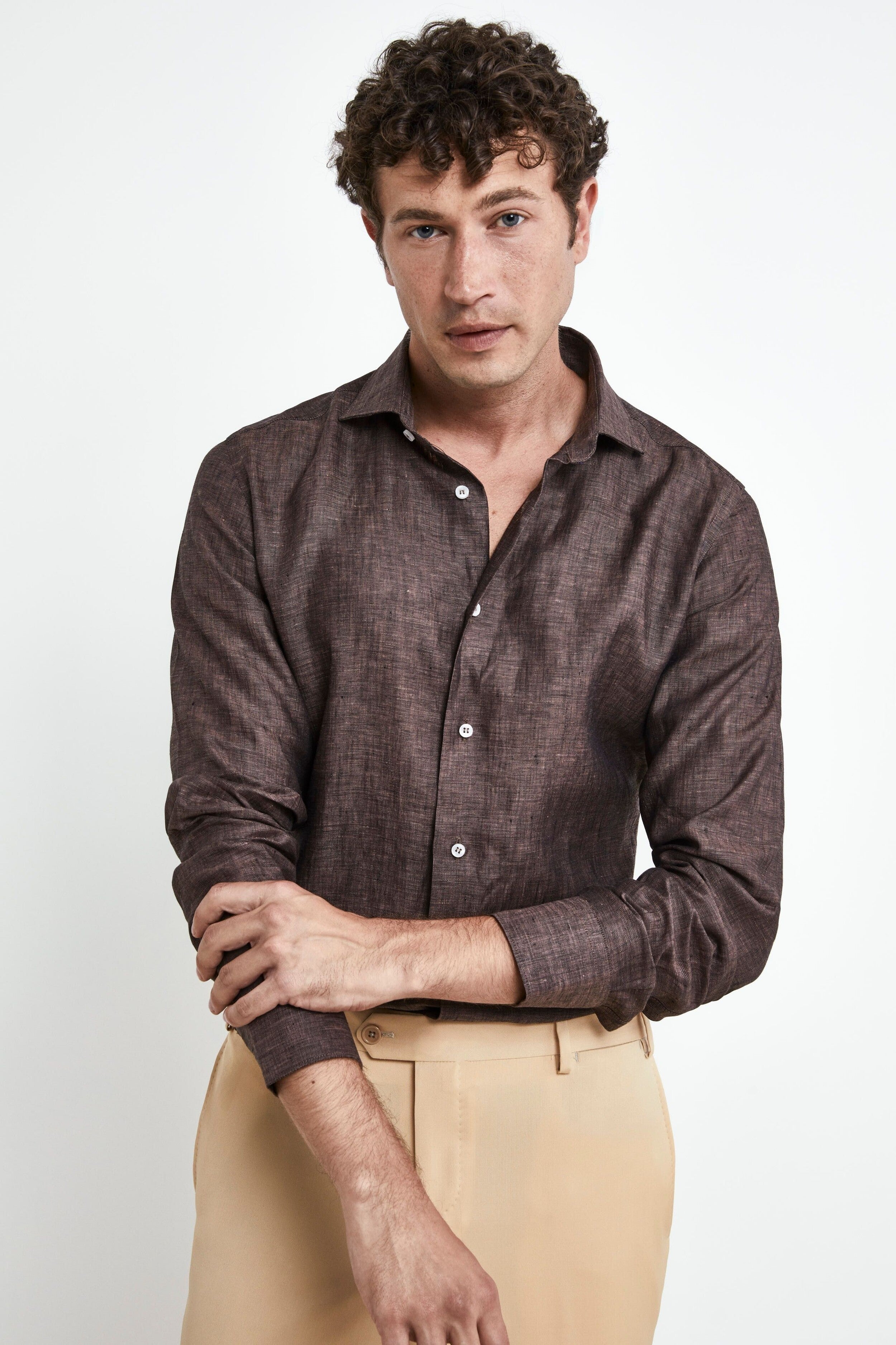 Men’s linen shirt - brown