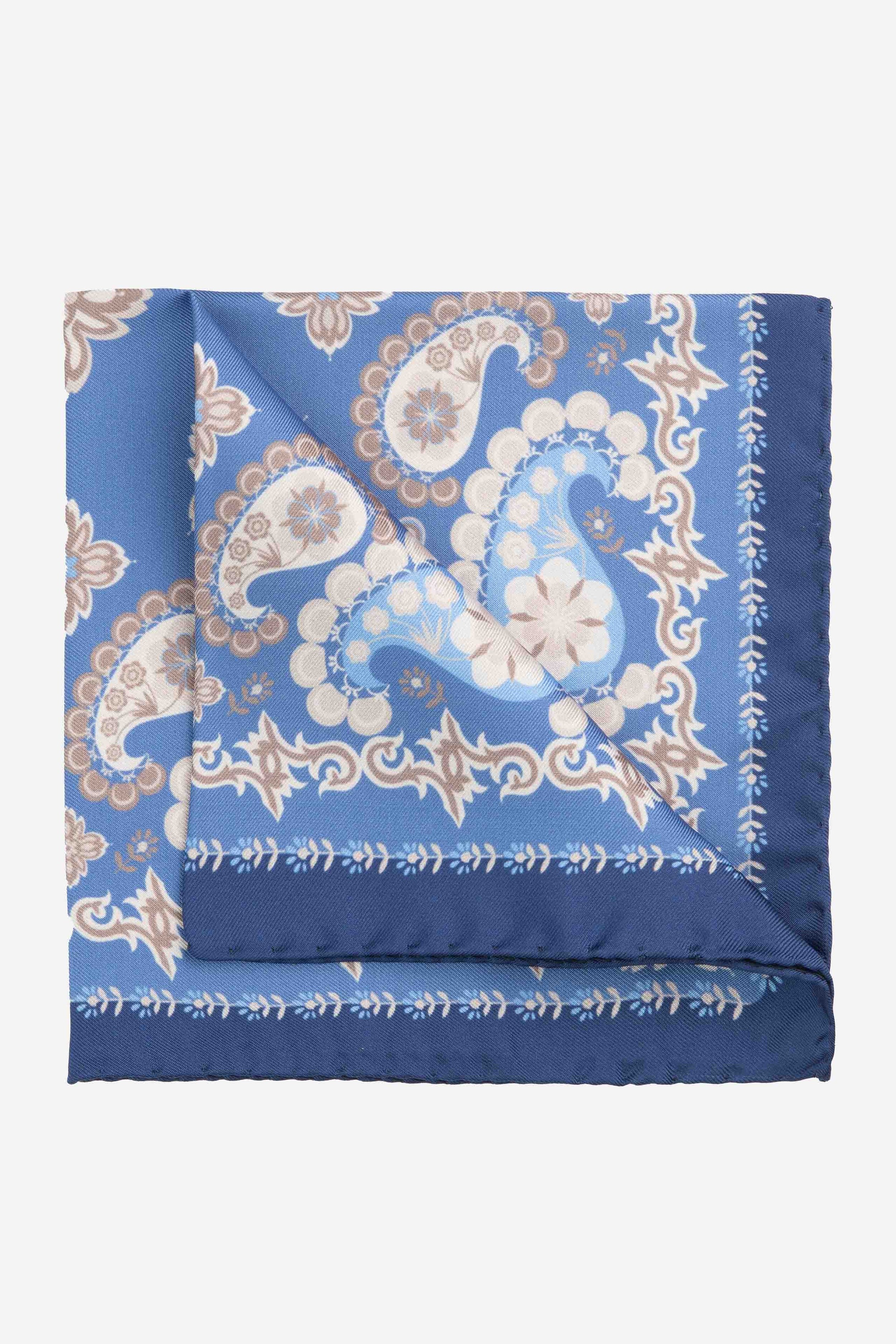 Pochette imprimée en cachemire - Motif bleu clair