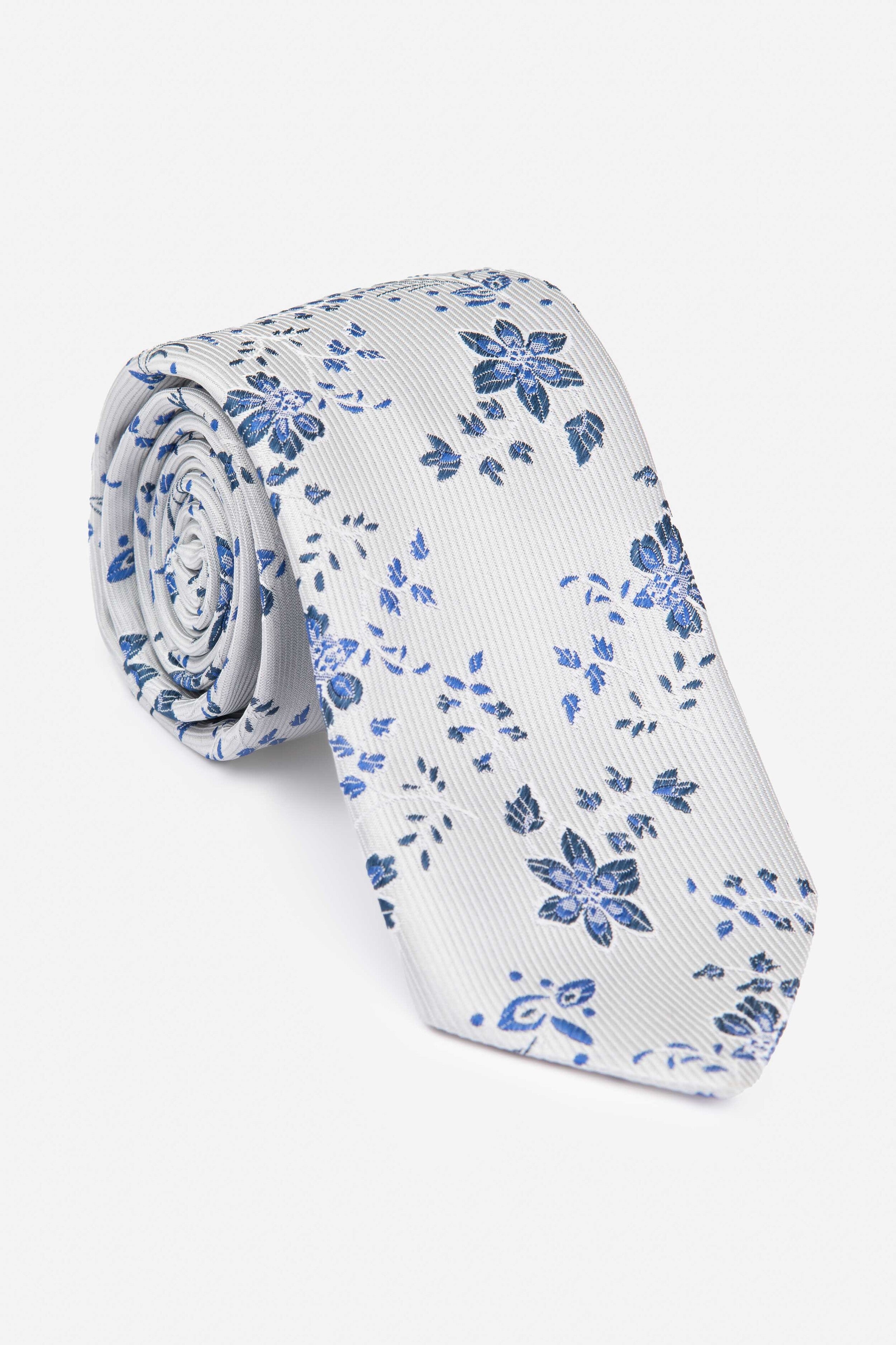 Floral tie - Grey-Blue pattern