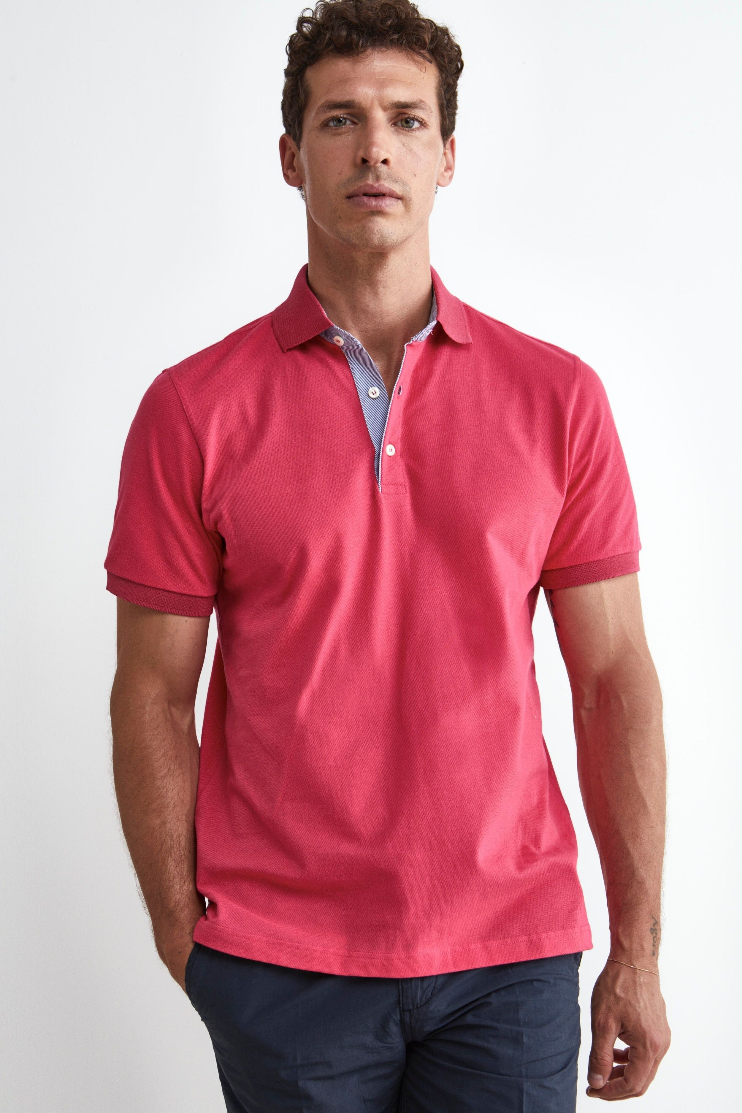 Classic Cotton Piquet Polo Shirt - Coral pink