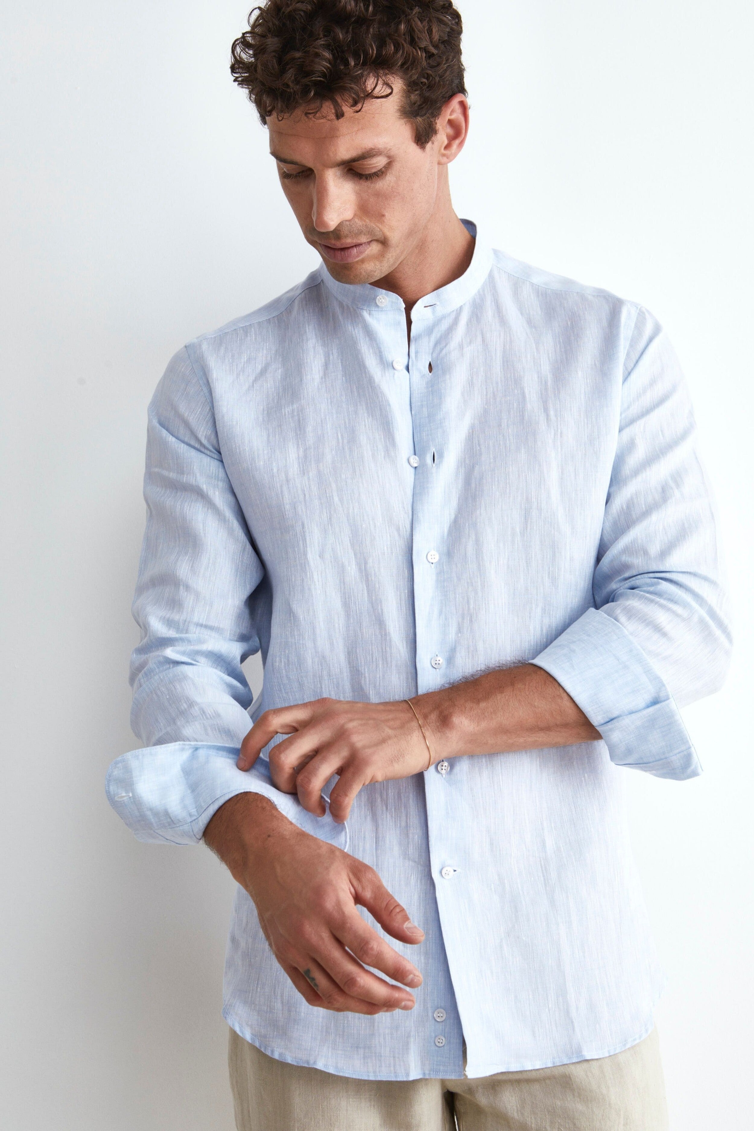 Korean linen shirt - Light blue