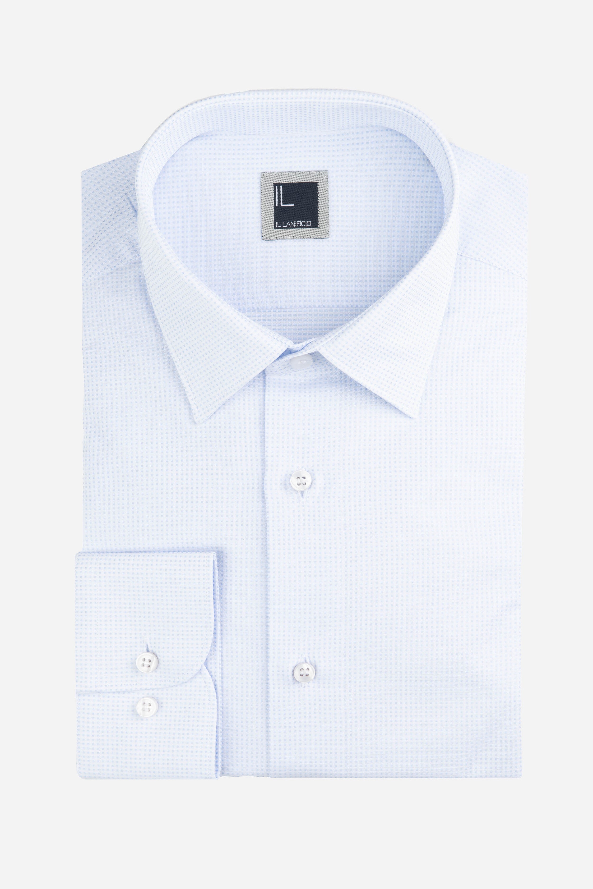 Regular patterned shirt - White-Light blue pattern