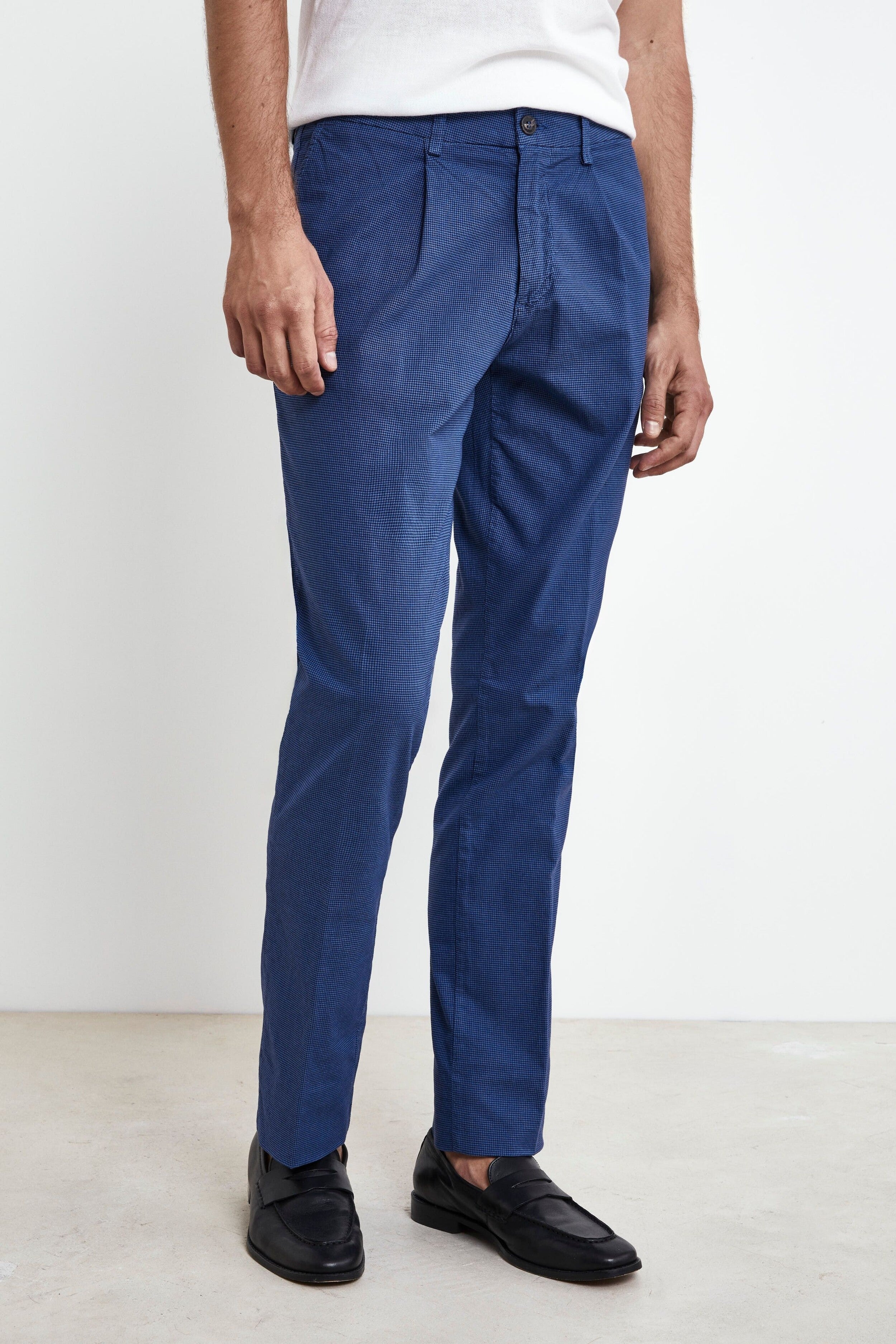 Cotton patterned pants - Medium blue