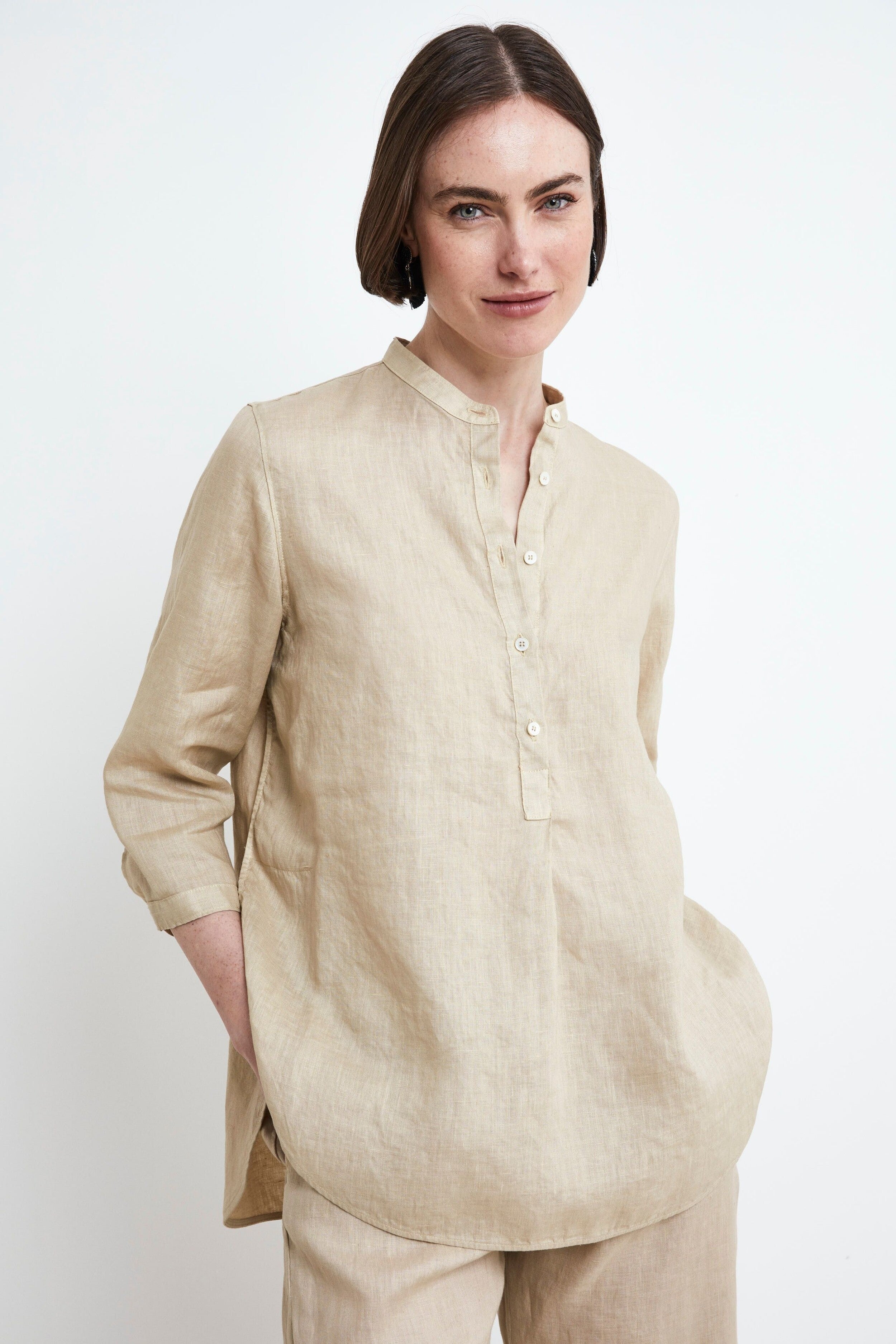 Korean Linen Shirt - BEIGE