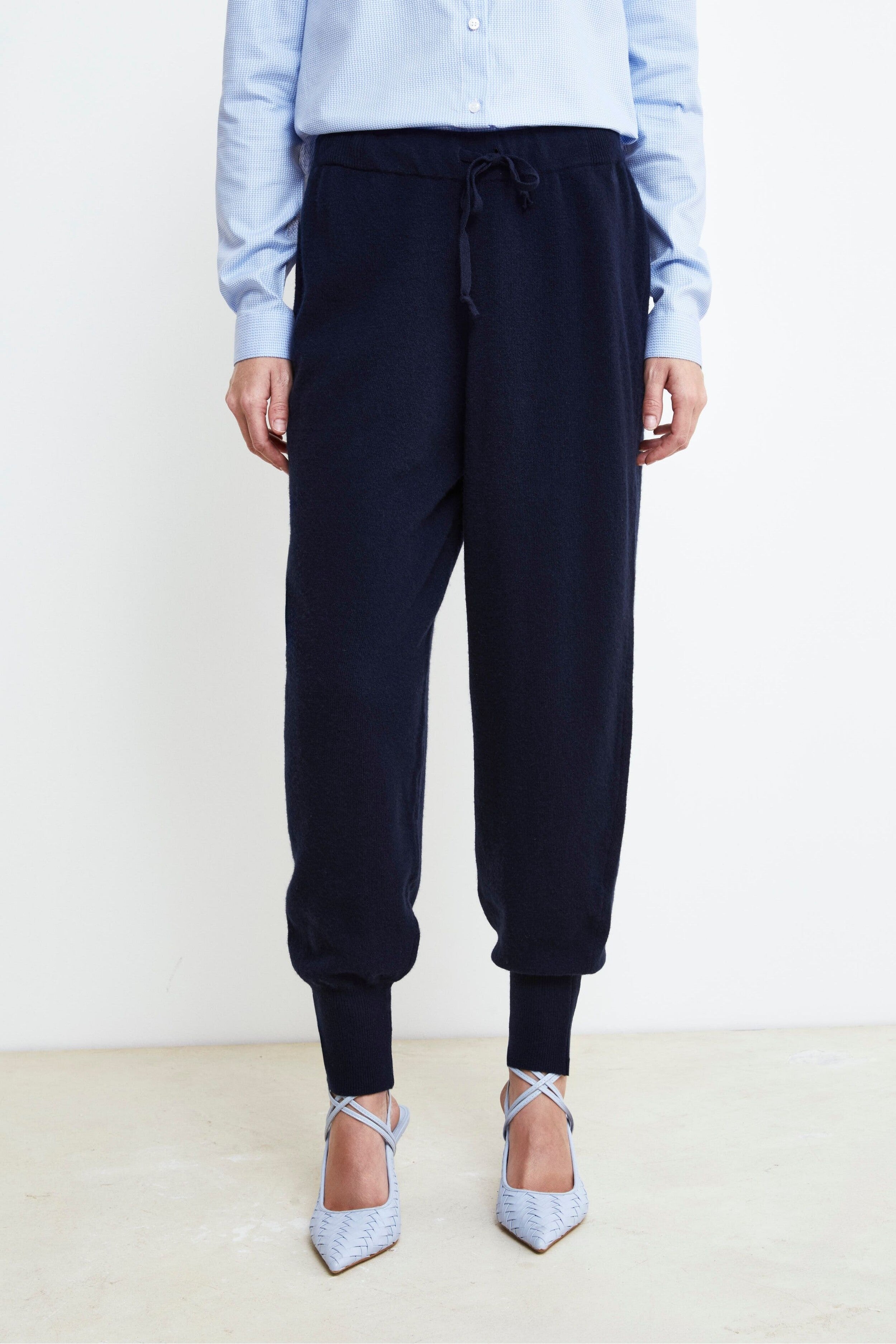 Wool and Cashmere Jogger Pants - BLUE