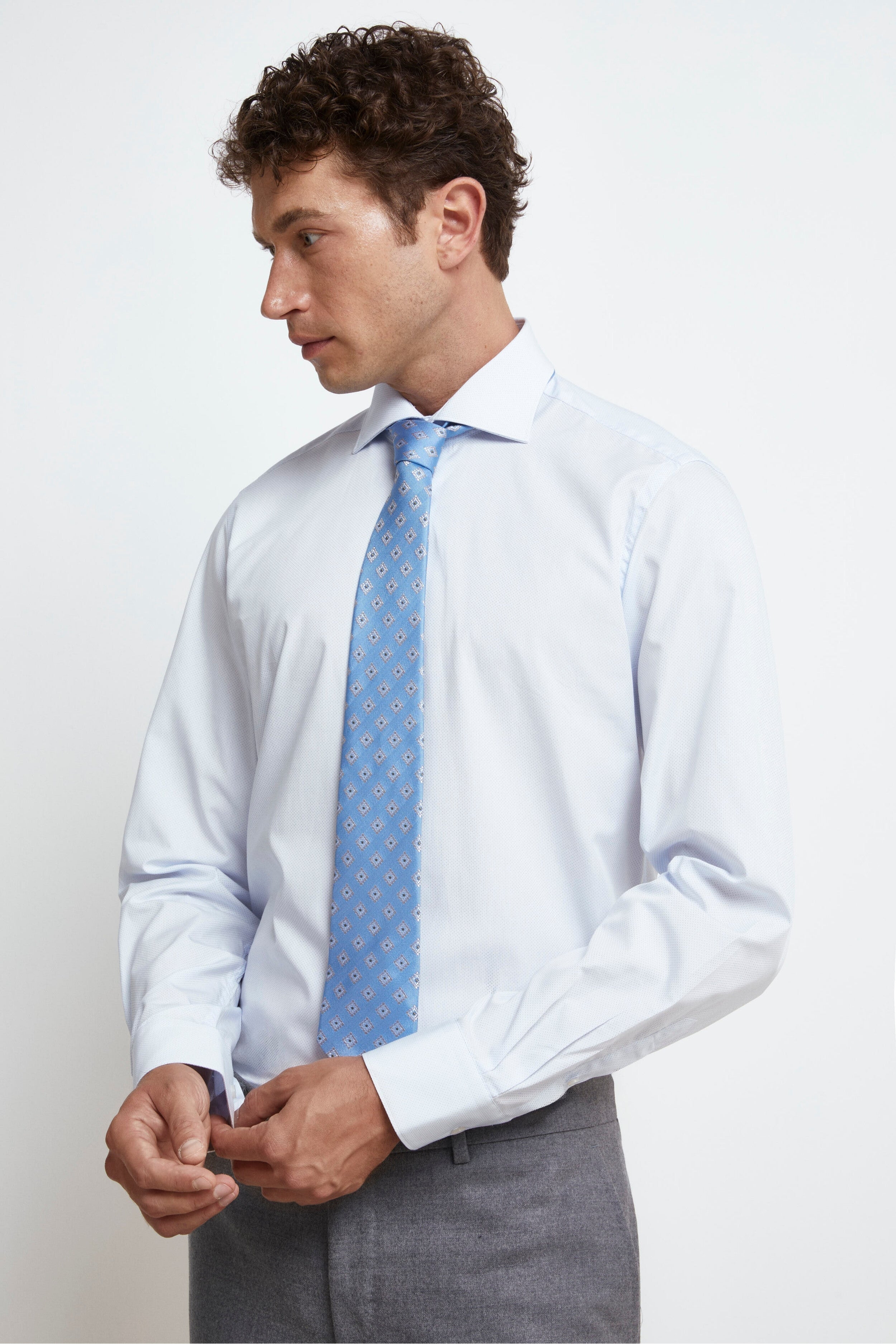 Camicia Microfantasia Regular Fit - FANT. BIANCO/AZZURRO