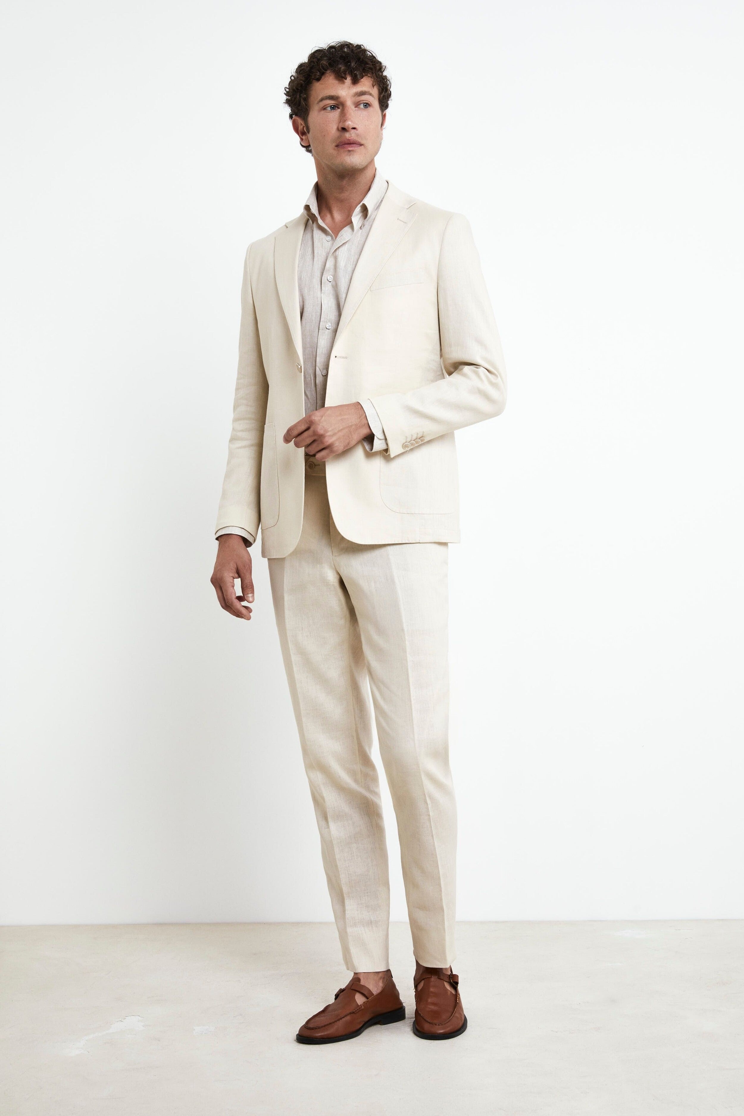 Elegant Linen Suit - BEIGE