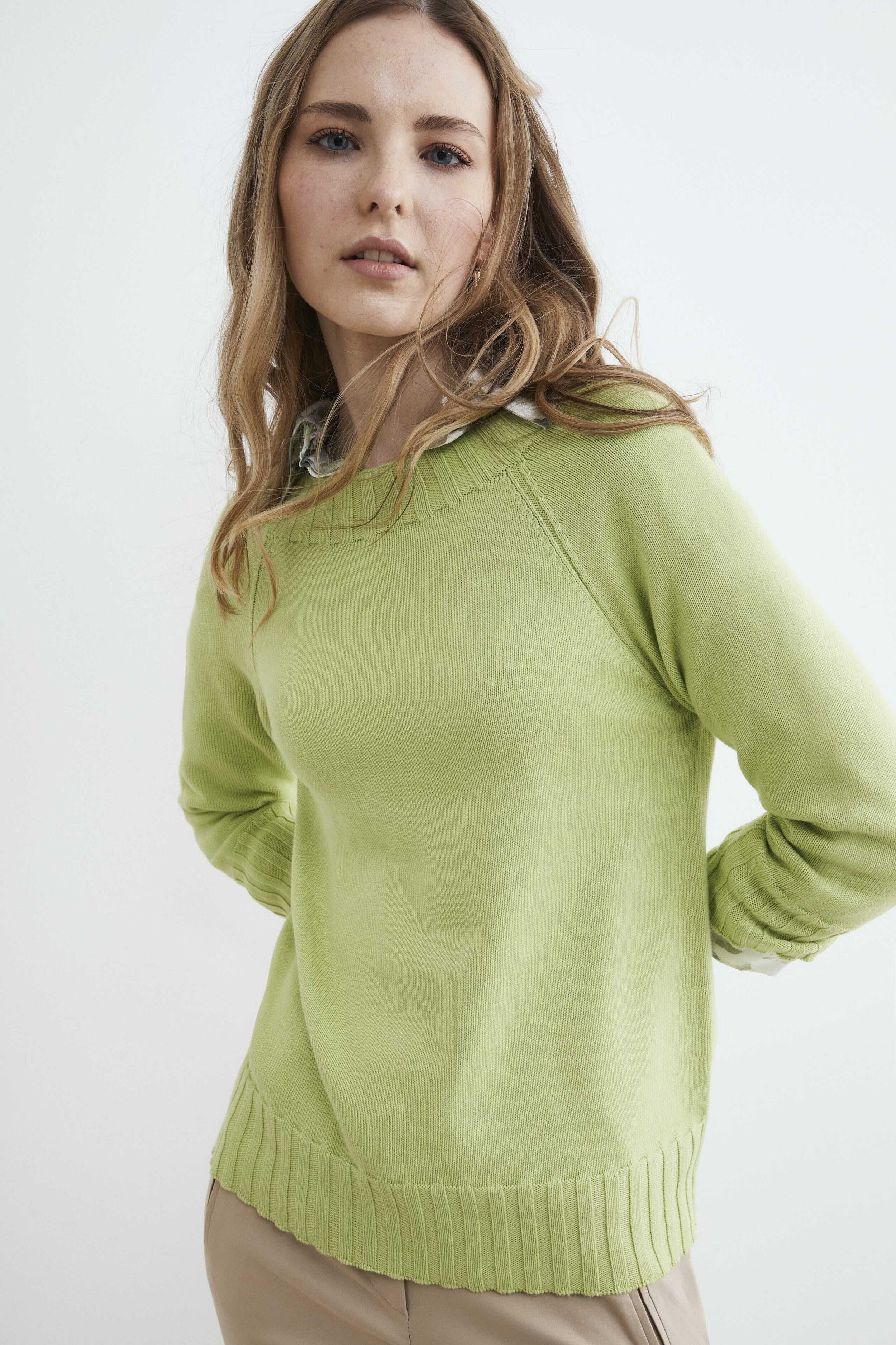 Ribbed cotton sweater - Vert