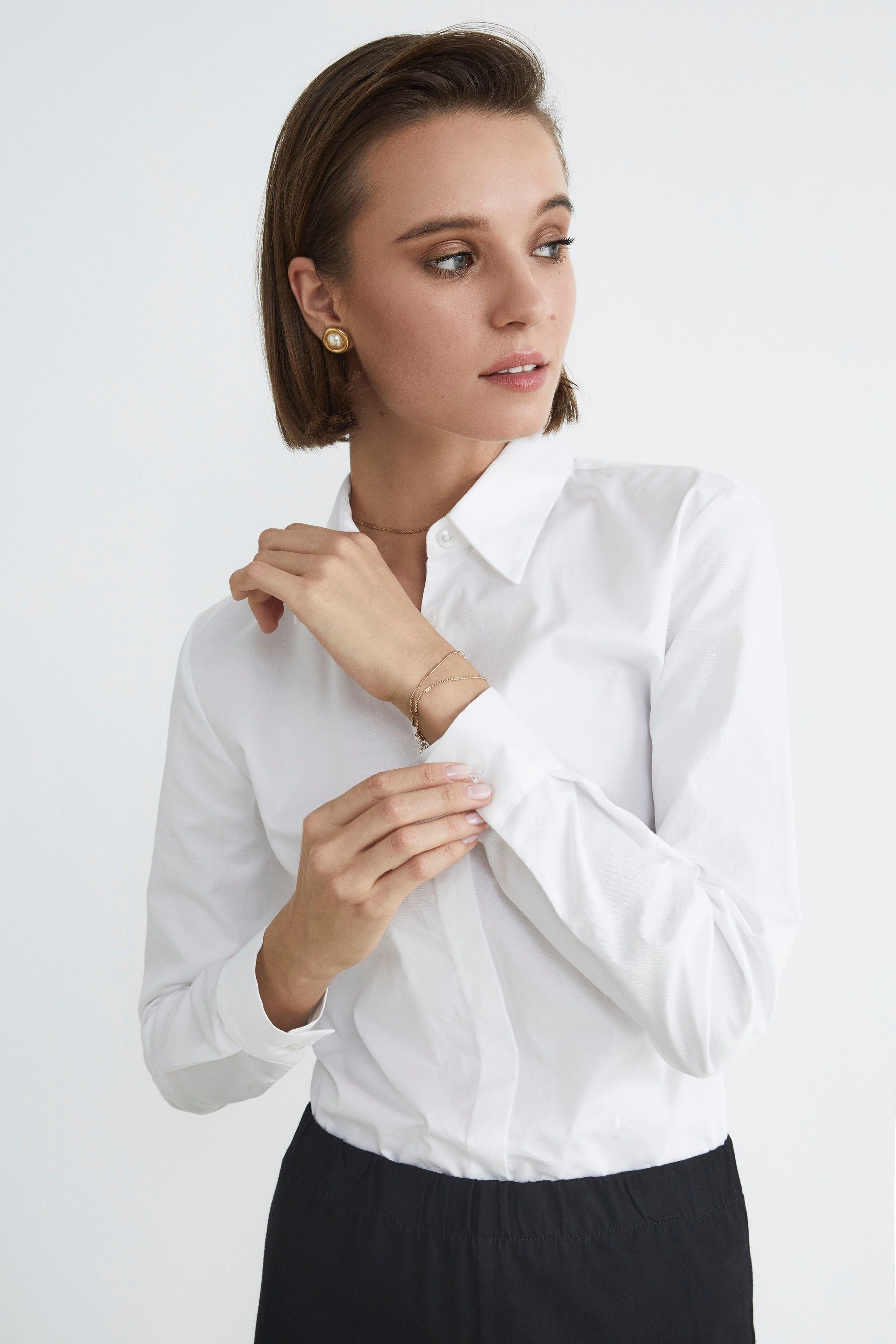 Slim cotton blouse - WHITE