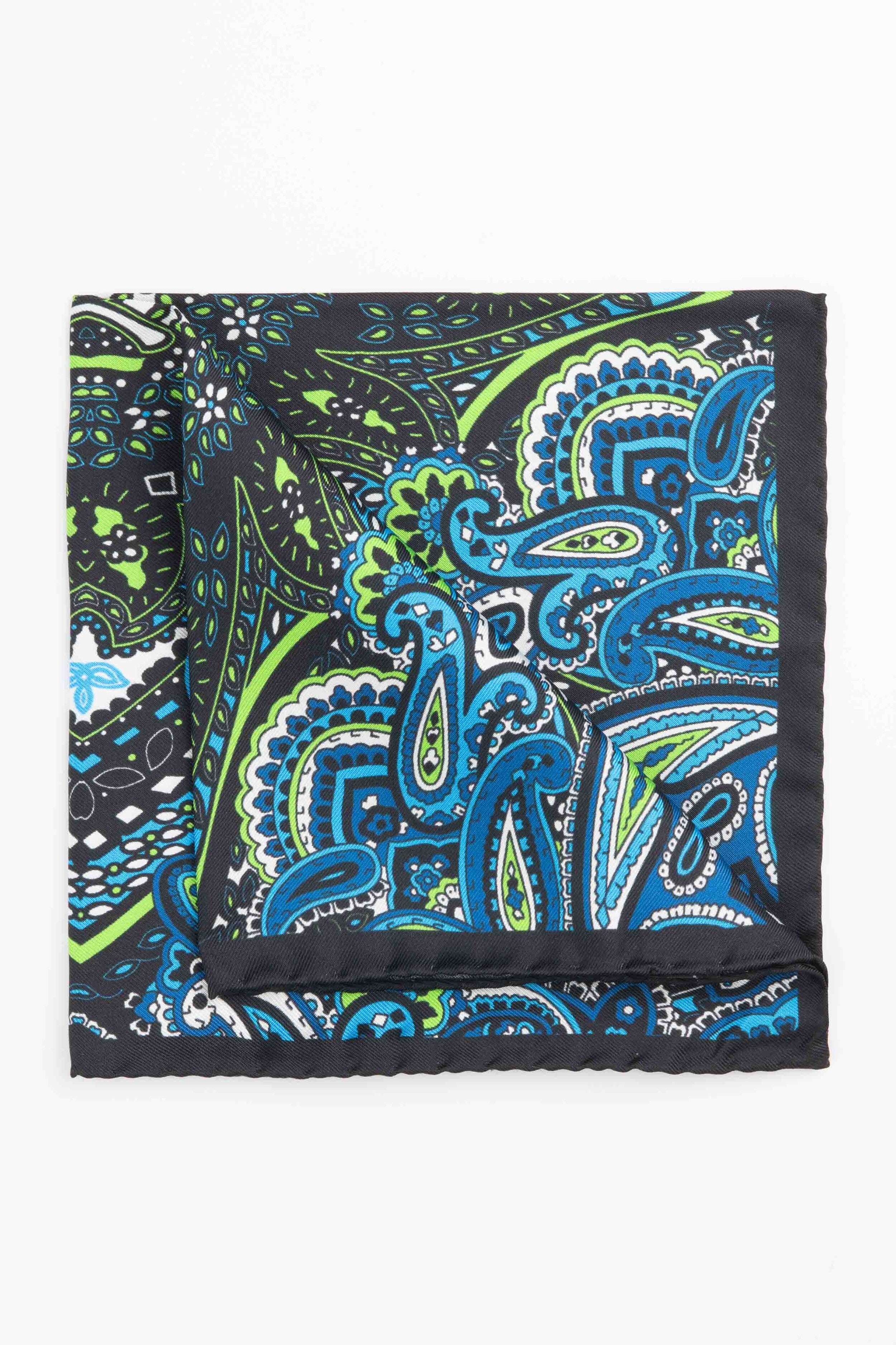 Silk ripasso clutch bag - Blue pattern