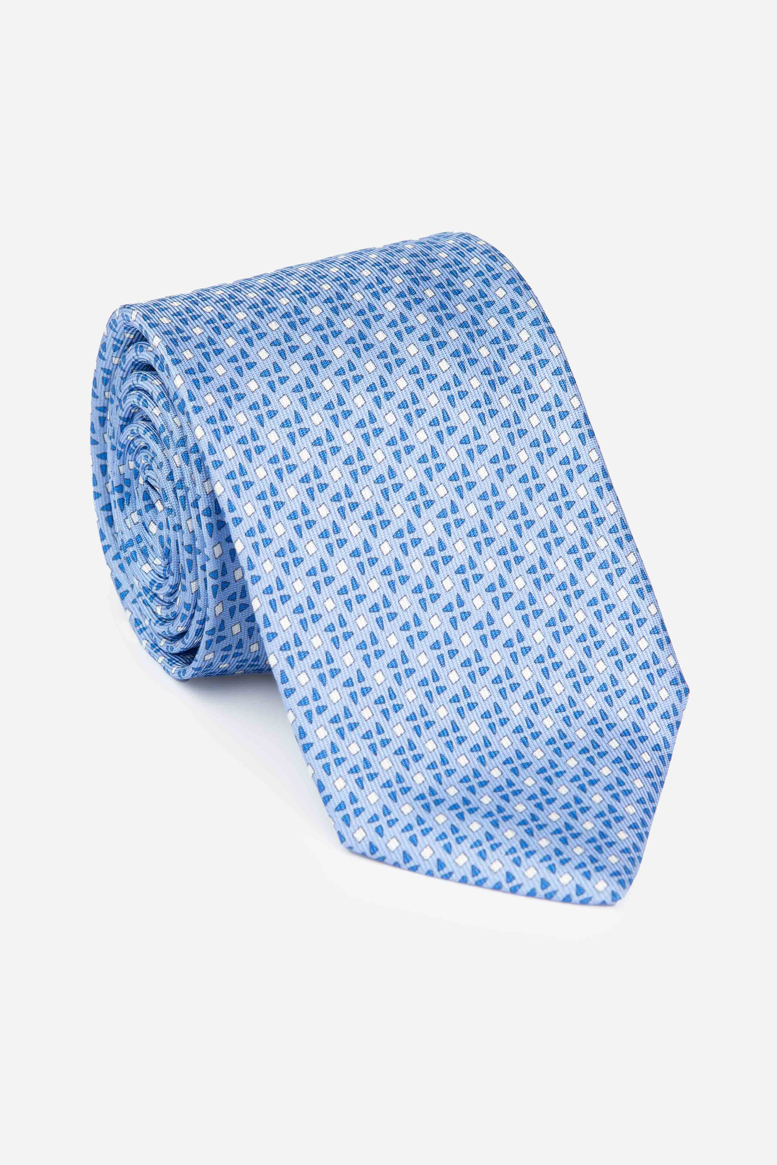 Silk patterned tie - LIGHT BLUE MICRO-EFFECT