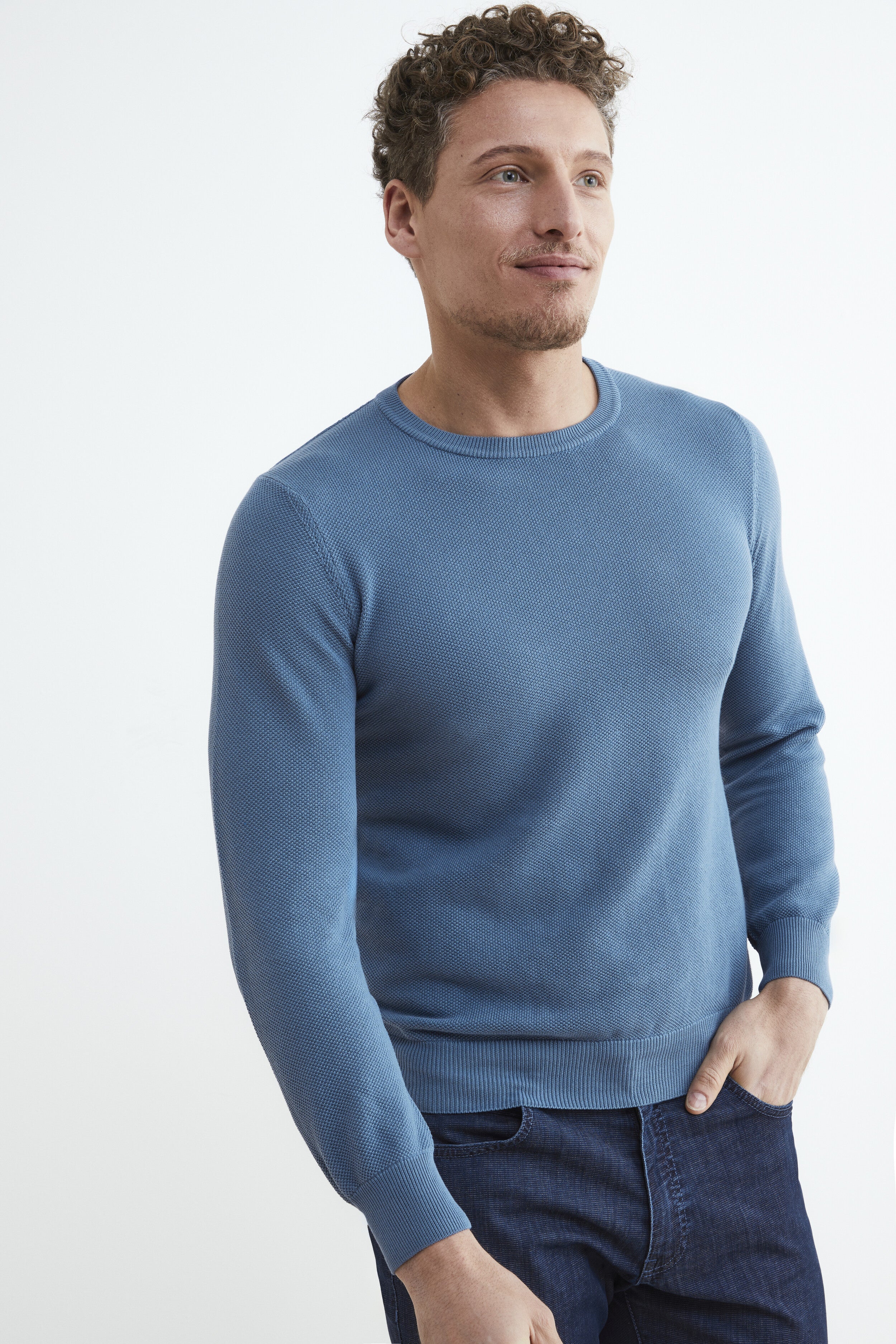 Pullover girocollo in cotone - JEANS