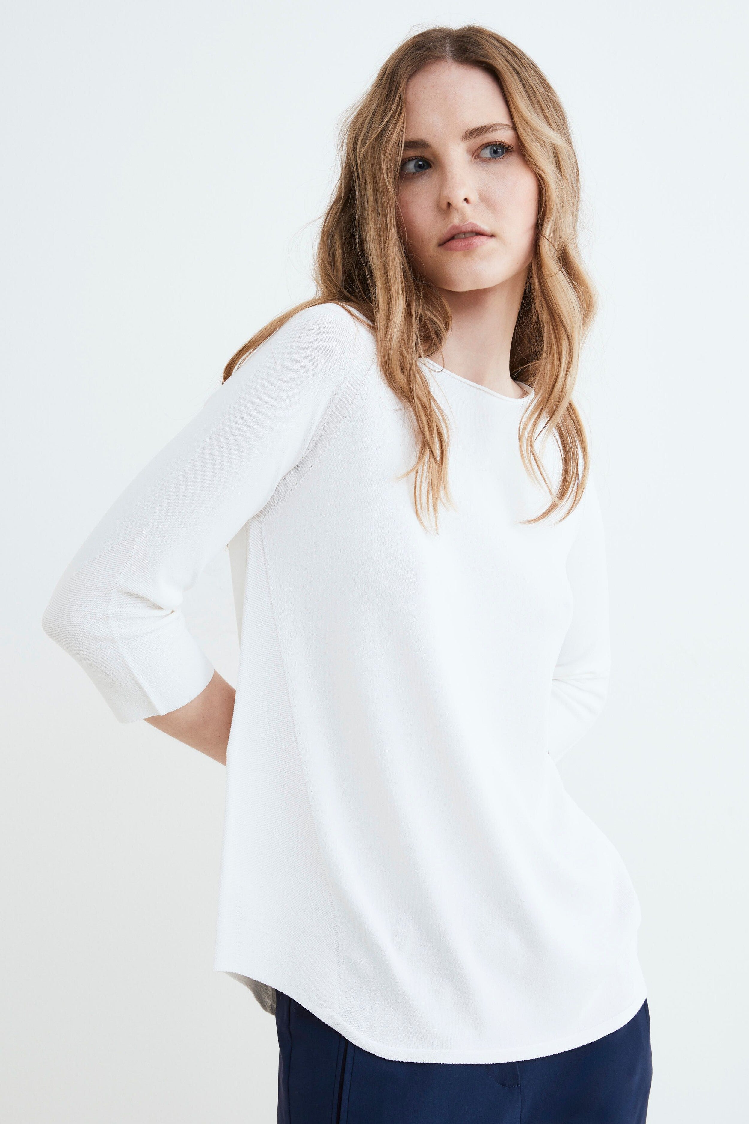 Boat neck sweater - WHITE