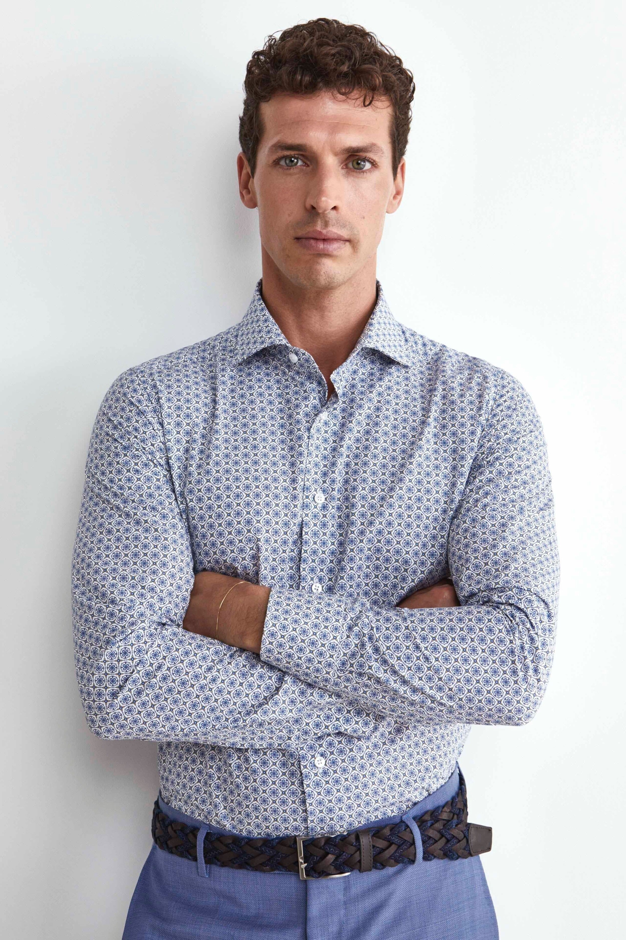 Blue Slim Fit Shirt - Blue pattern