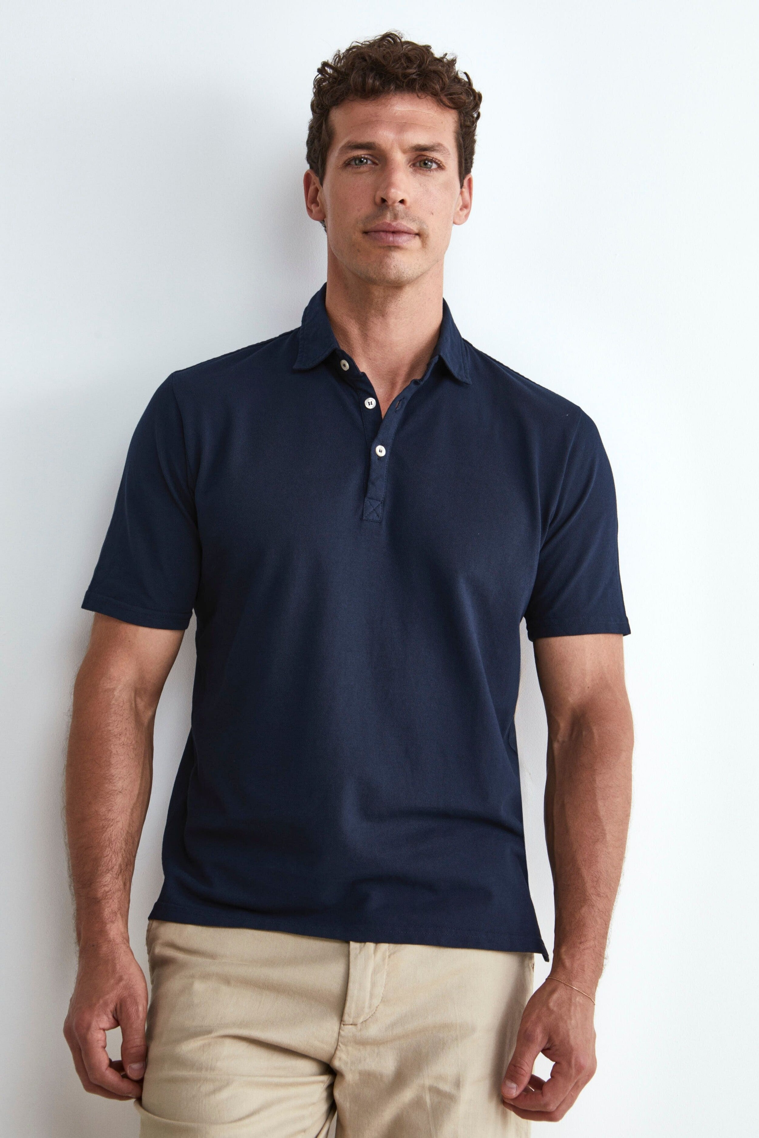 Slim Cotton Polo Shirt - Ocean blue