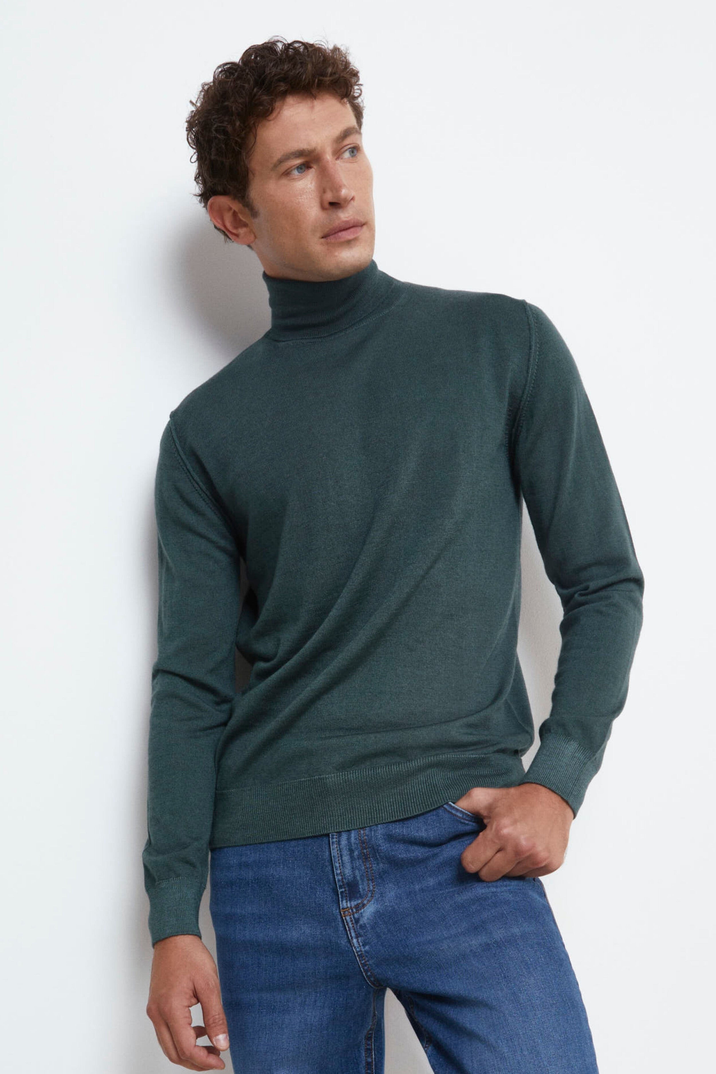 Dolcevita Uomo in Lana Merino - VERDE MILITARE