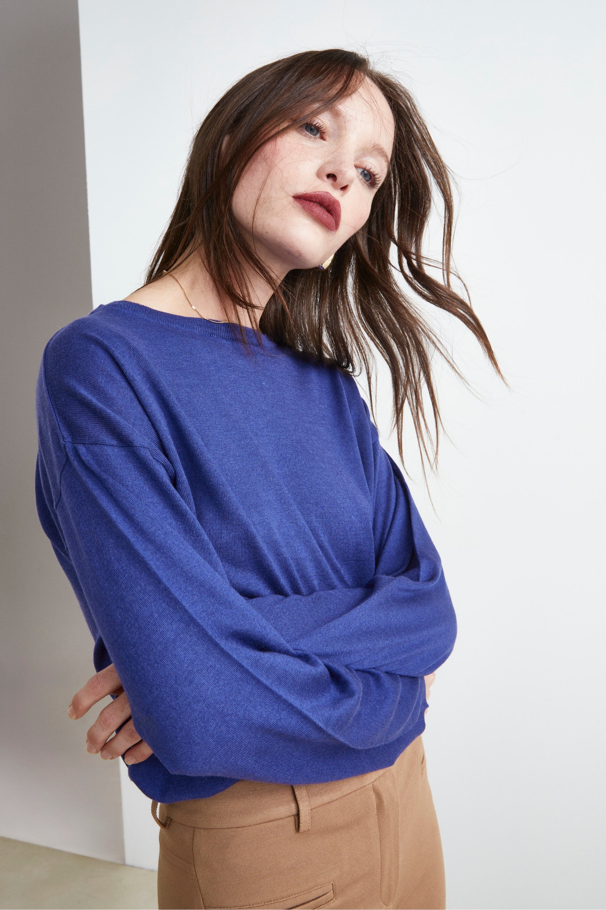 Pullover Extrafine in Seta e Cashmere - BLU APERTO