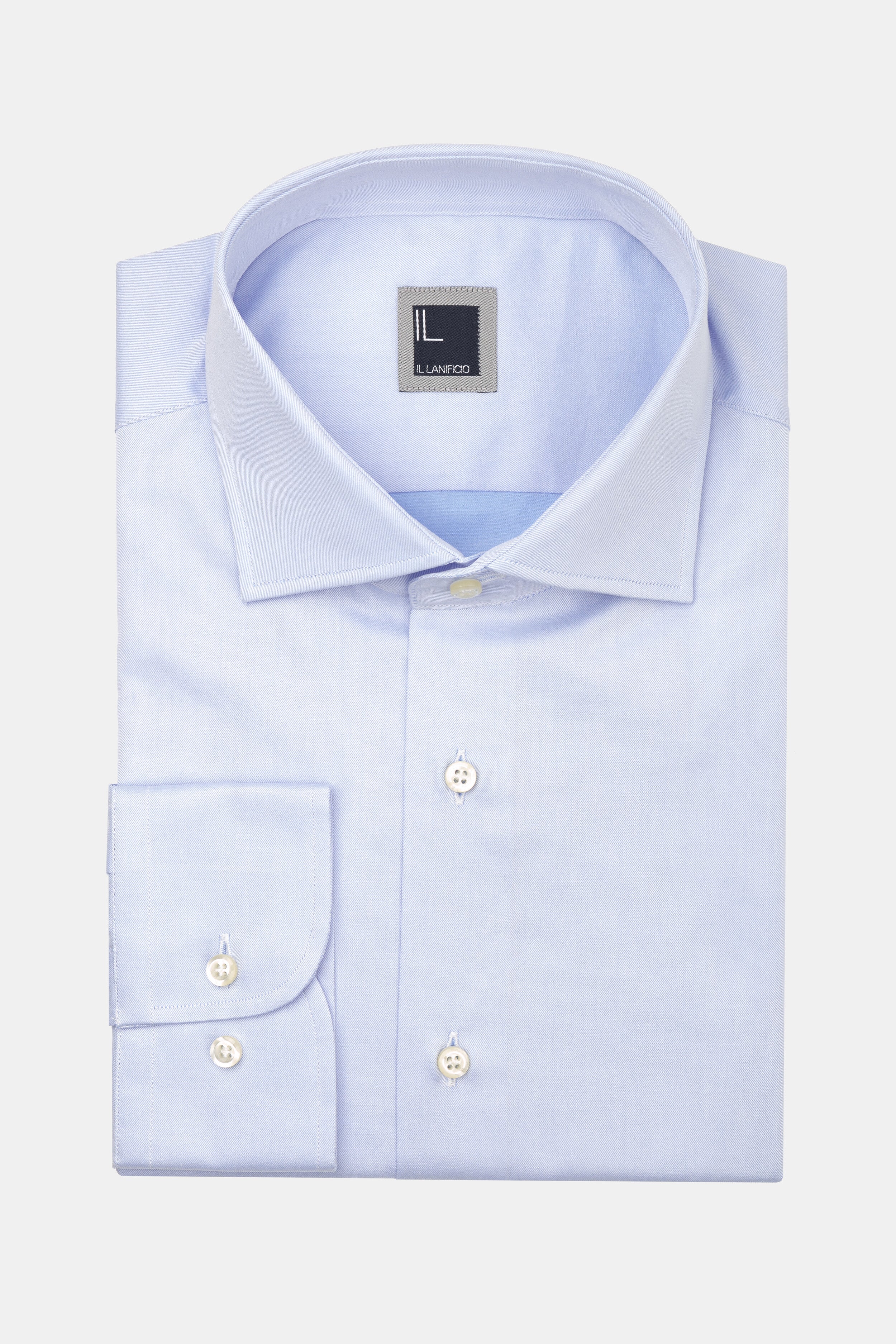 Camicia twill collo francese - AZZURRO