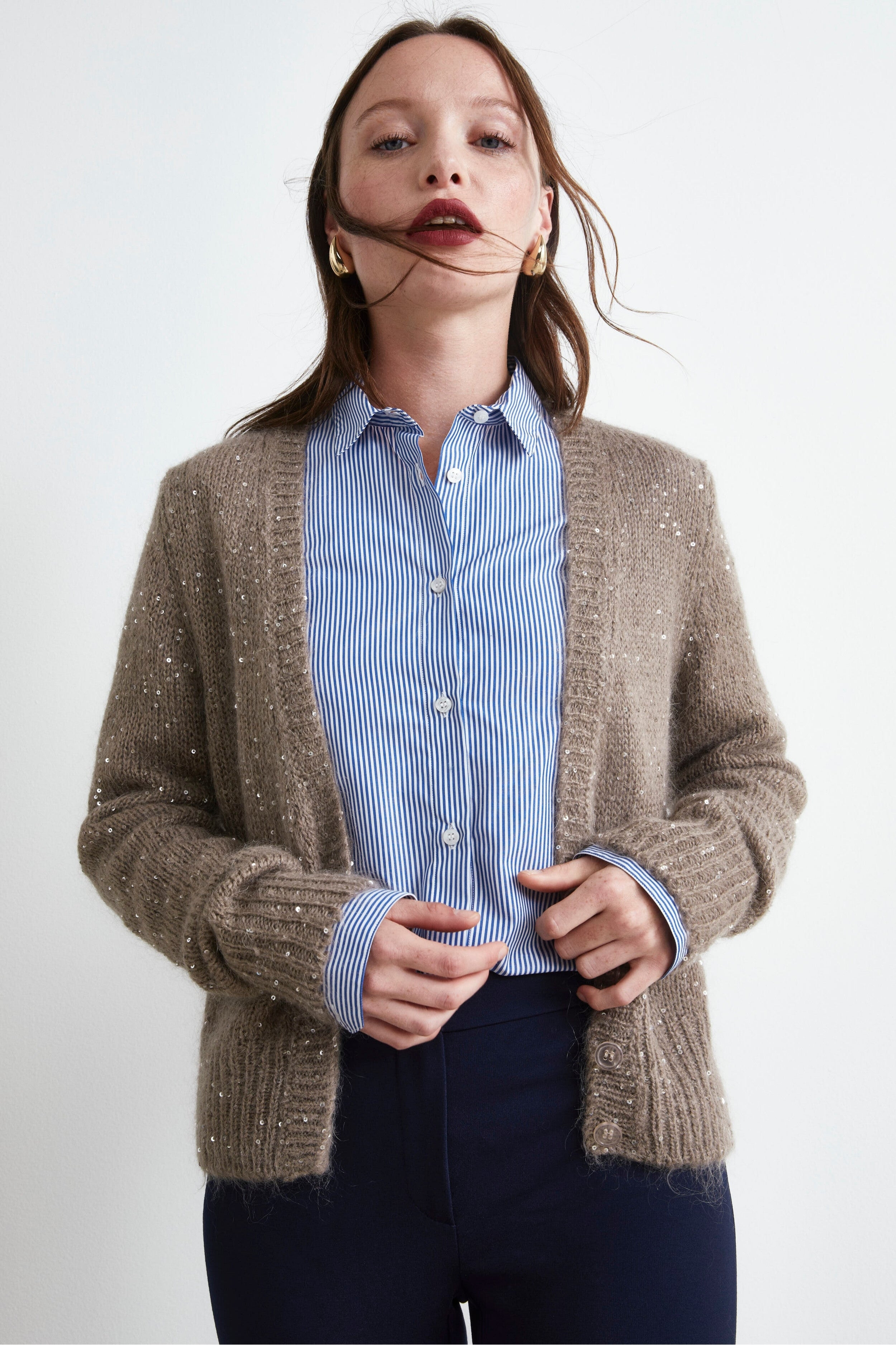 Cardigan Mohair con Paillettes - TORTORA