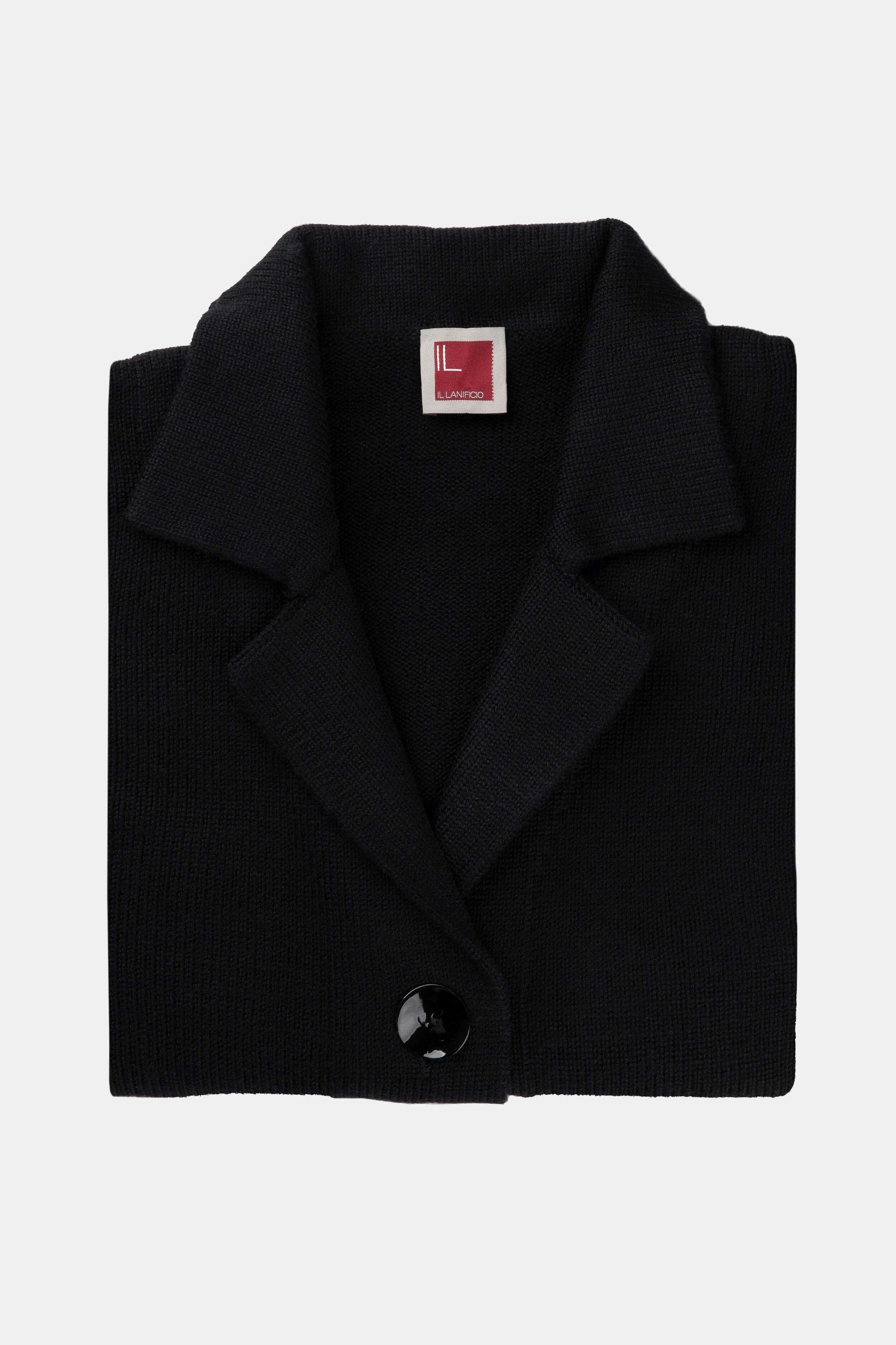 Wool cardigan with buttons - BLACK