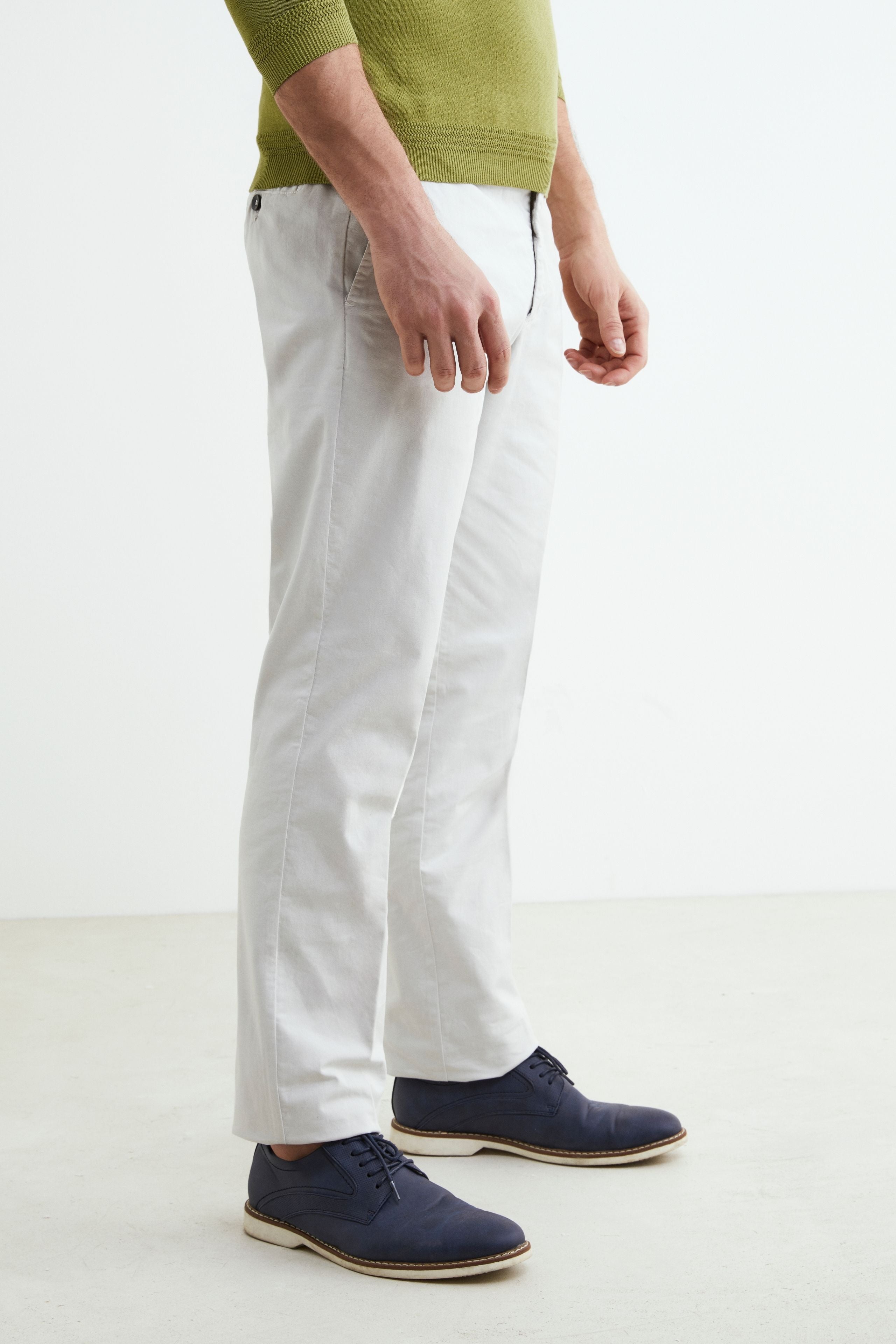 Pantalone slim in cotone - GRIGIO CHIARO