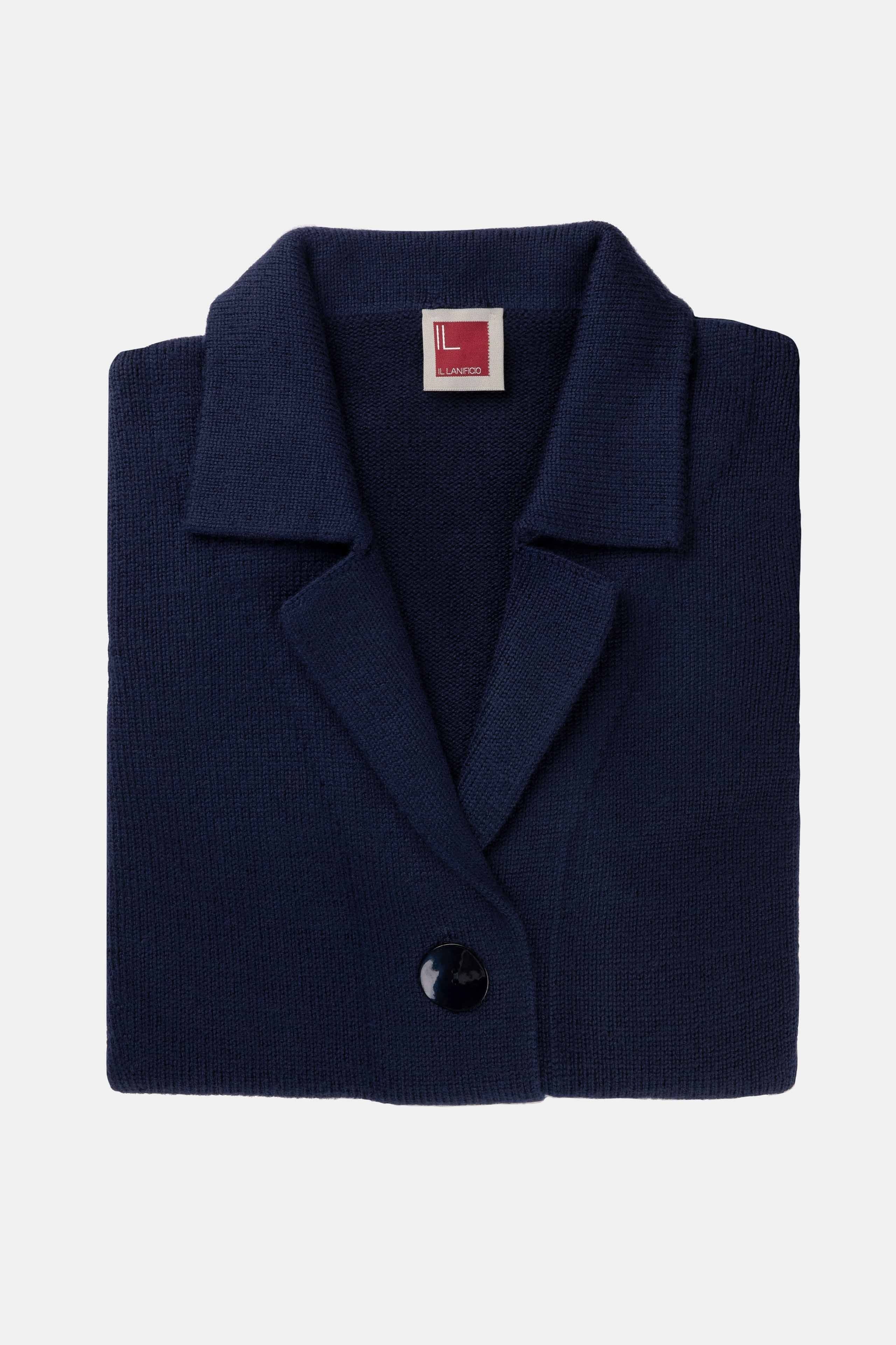 Wool cardigan with buttons - BLUE