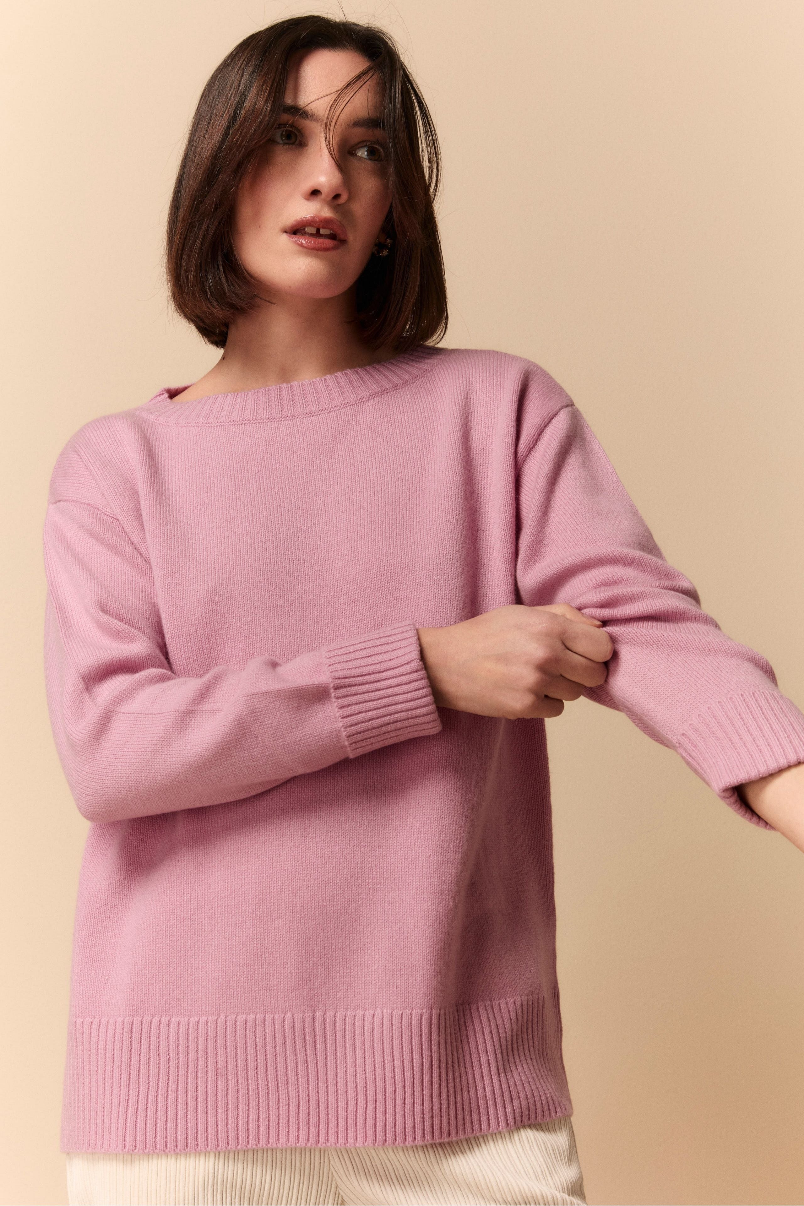 Maglia Barchetta in Cashmere - ROSA