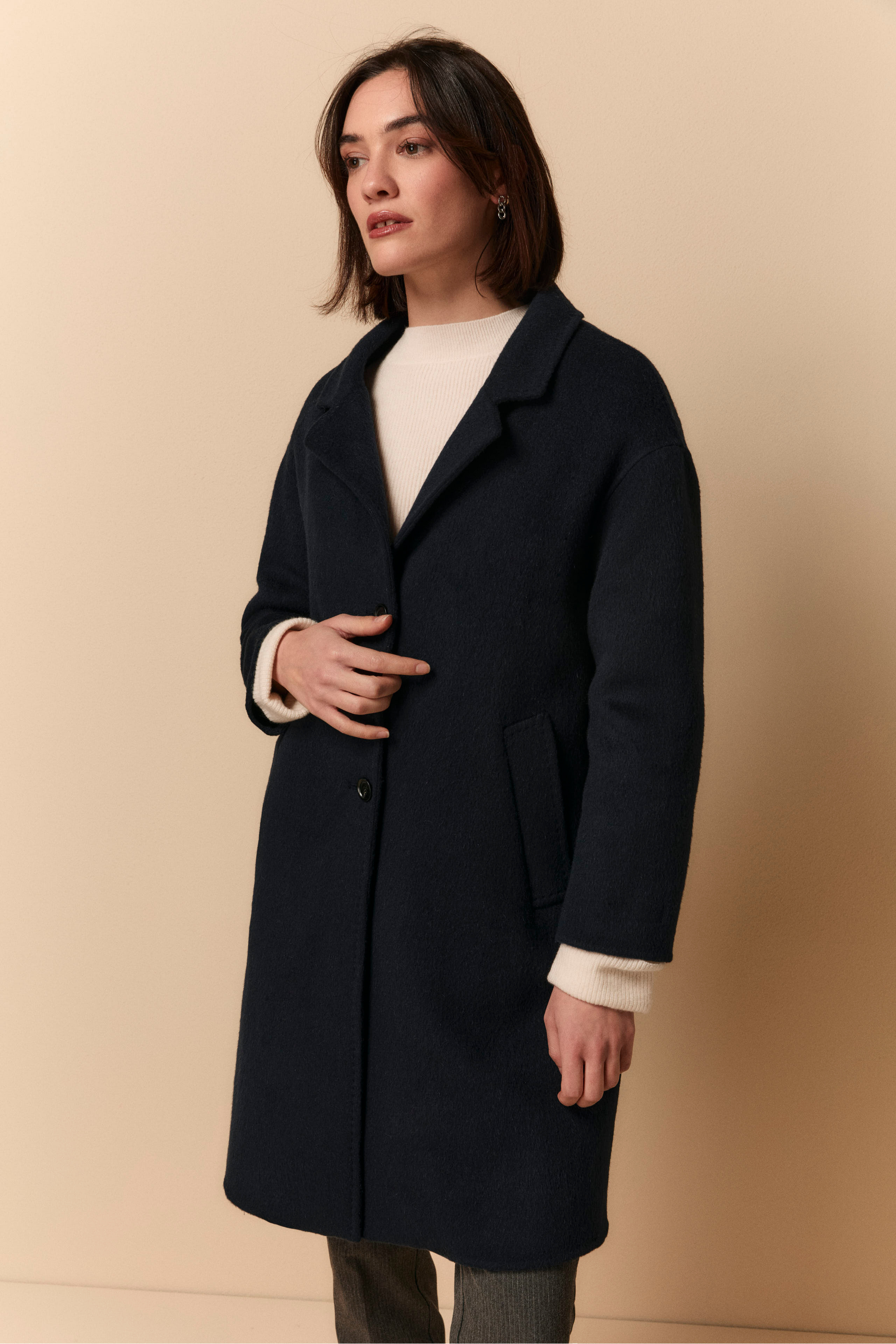 Cappotto Midi in Lana Imbottito - BLU