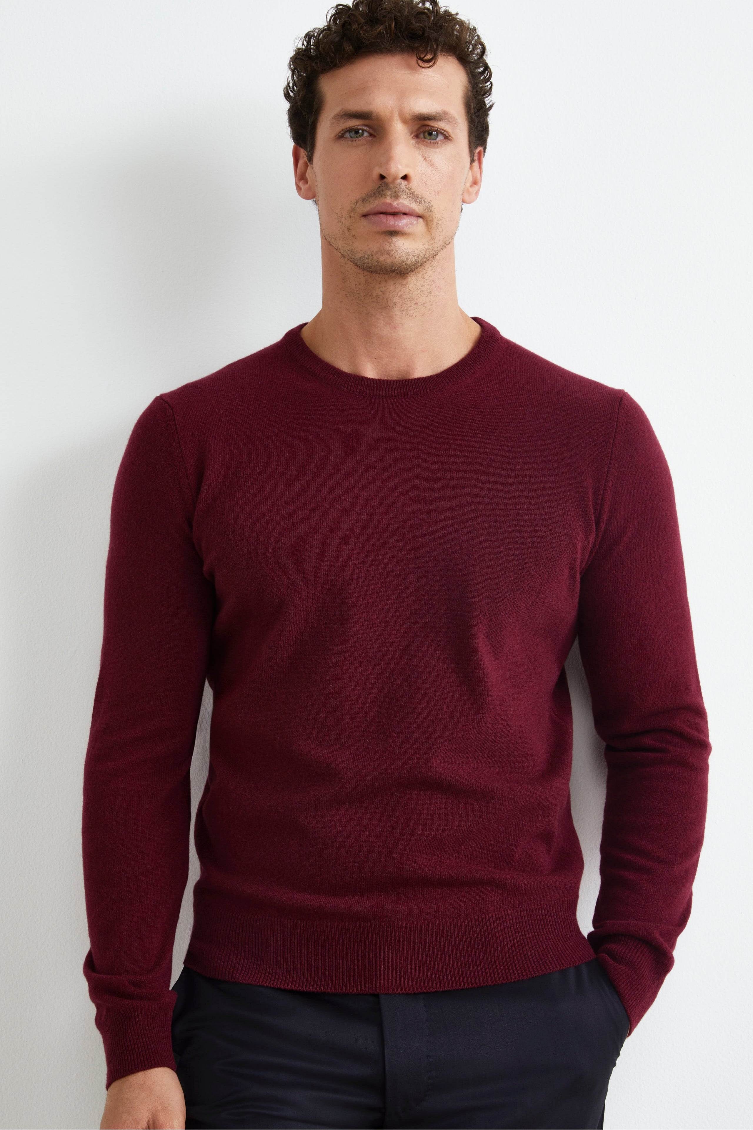 Pullover aus extrafeiner Merinowolle - Burgundisch