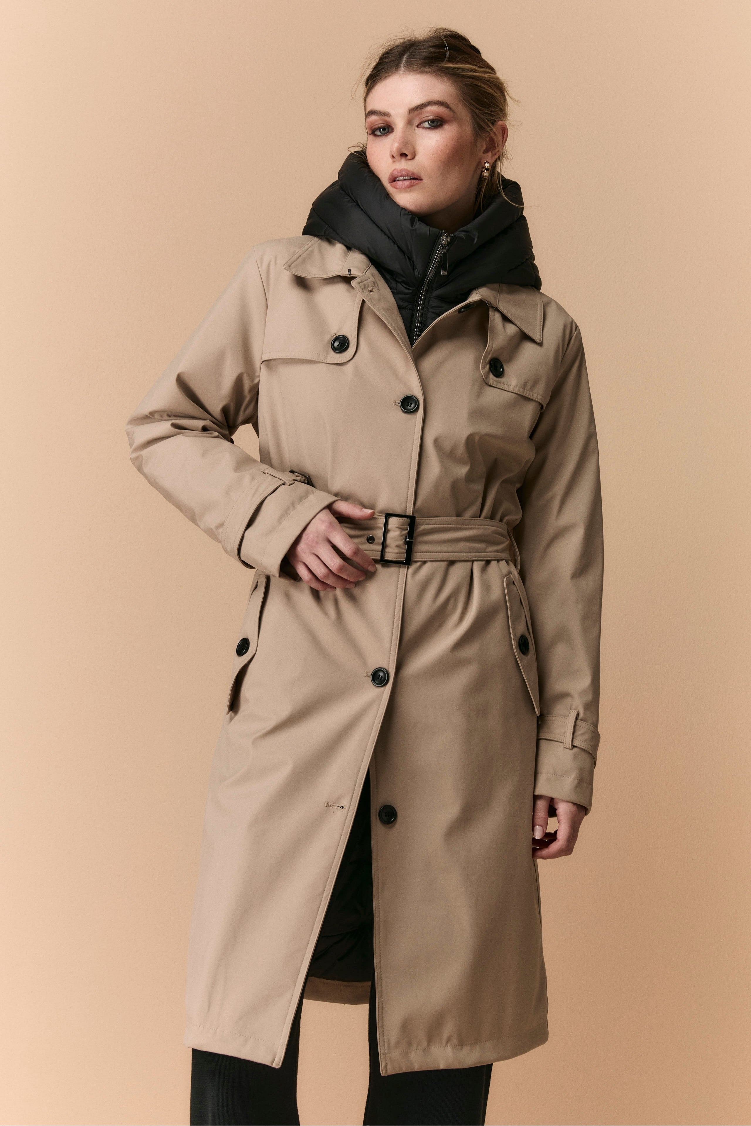 Trench Invernale con Cintura - BEIGE