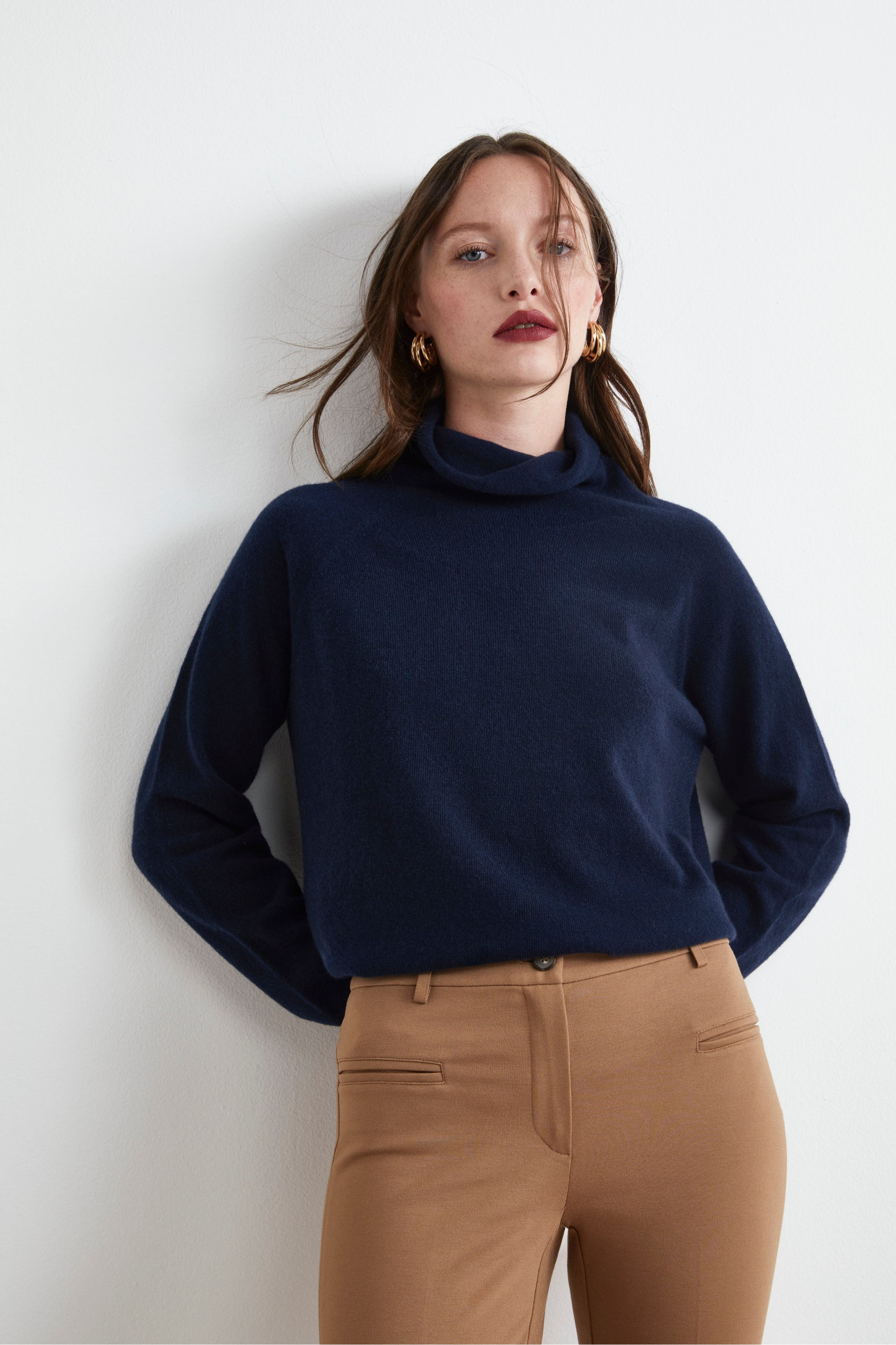 Maglia Collo Morbido lana cashmere - BLU