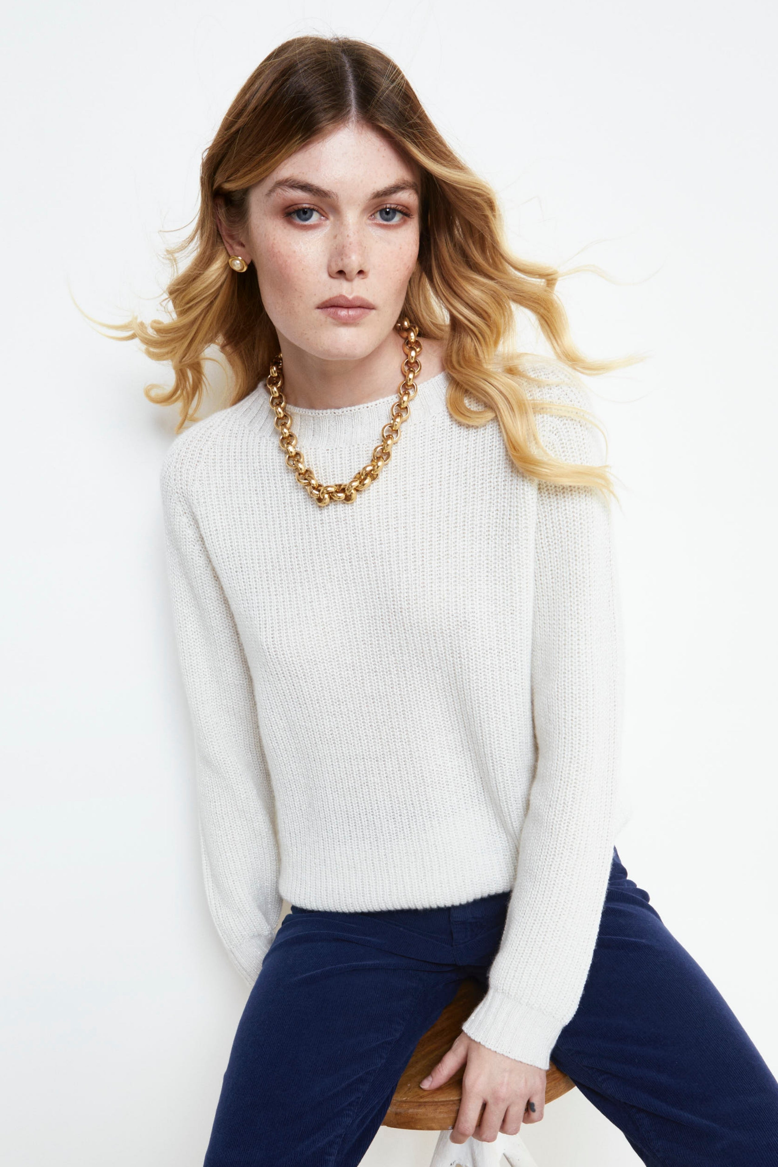 Soft Lurex Sweater - CREAM