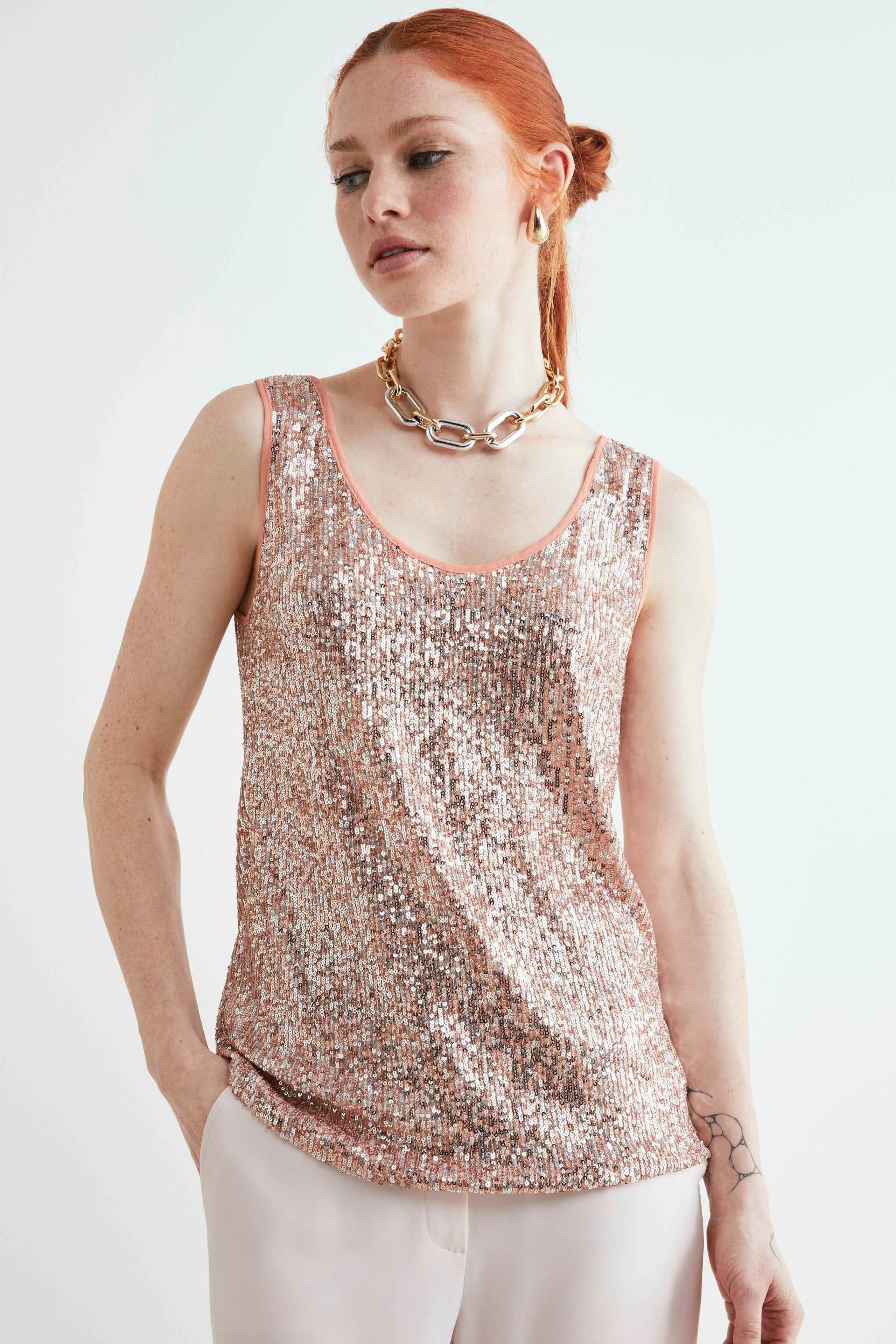 Pink top with sequins - PINK