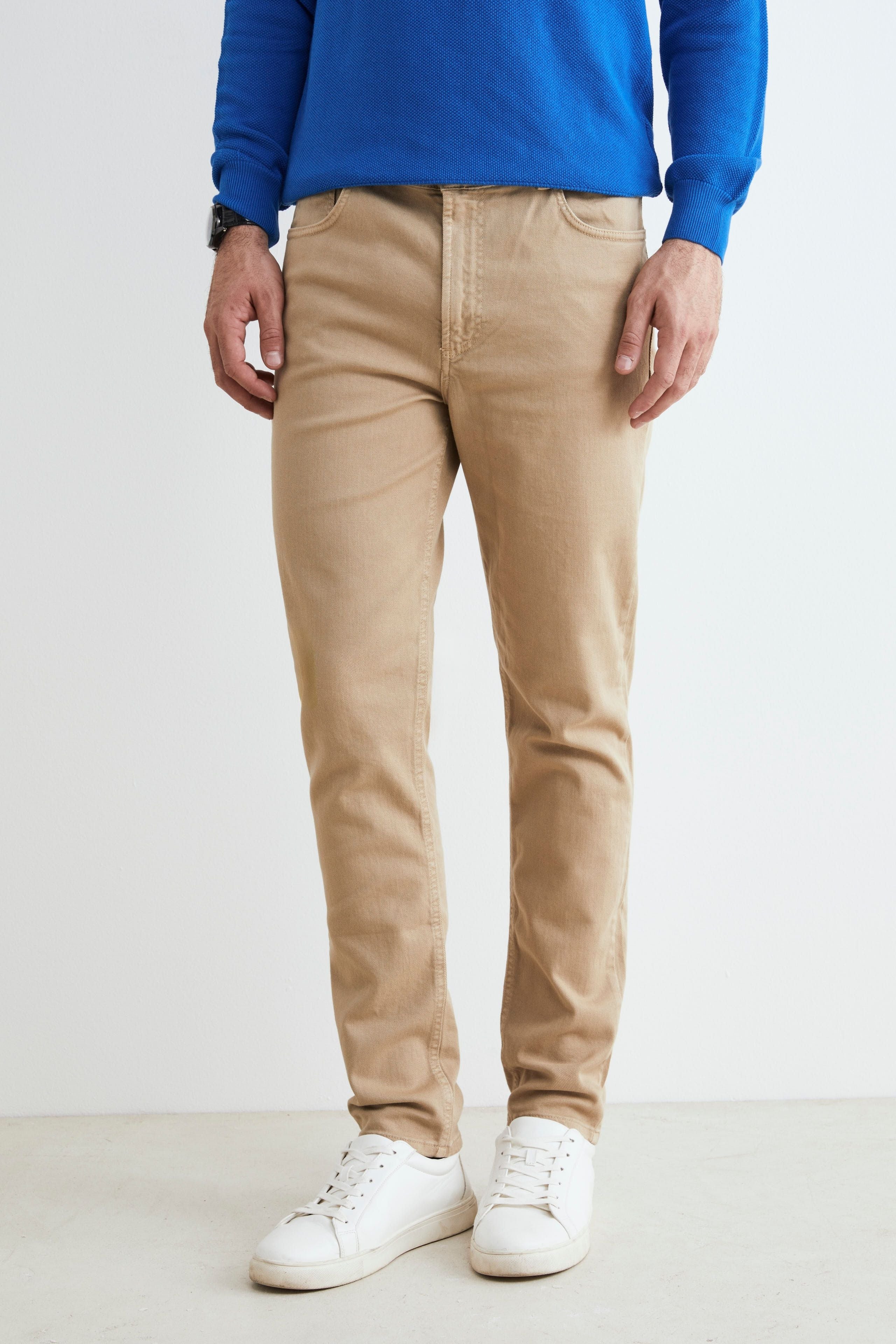 5-pocket cotton pants - COGNAC