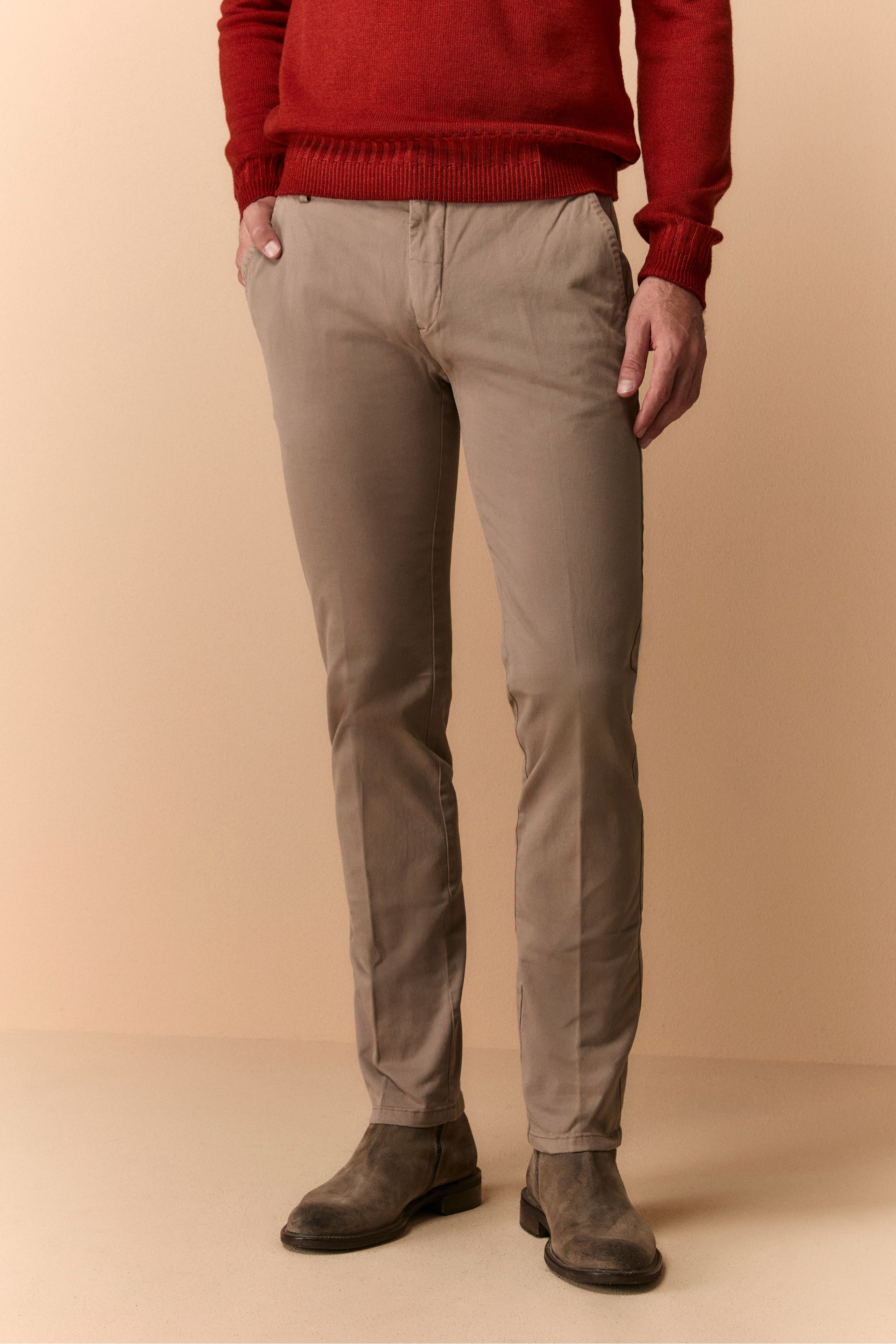 Pantalone Gabardina Slim Fit - TORTORA