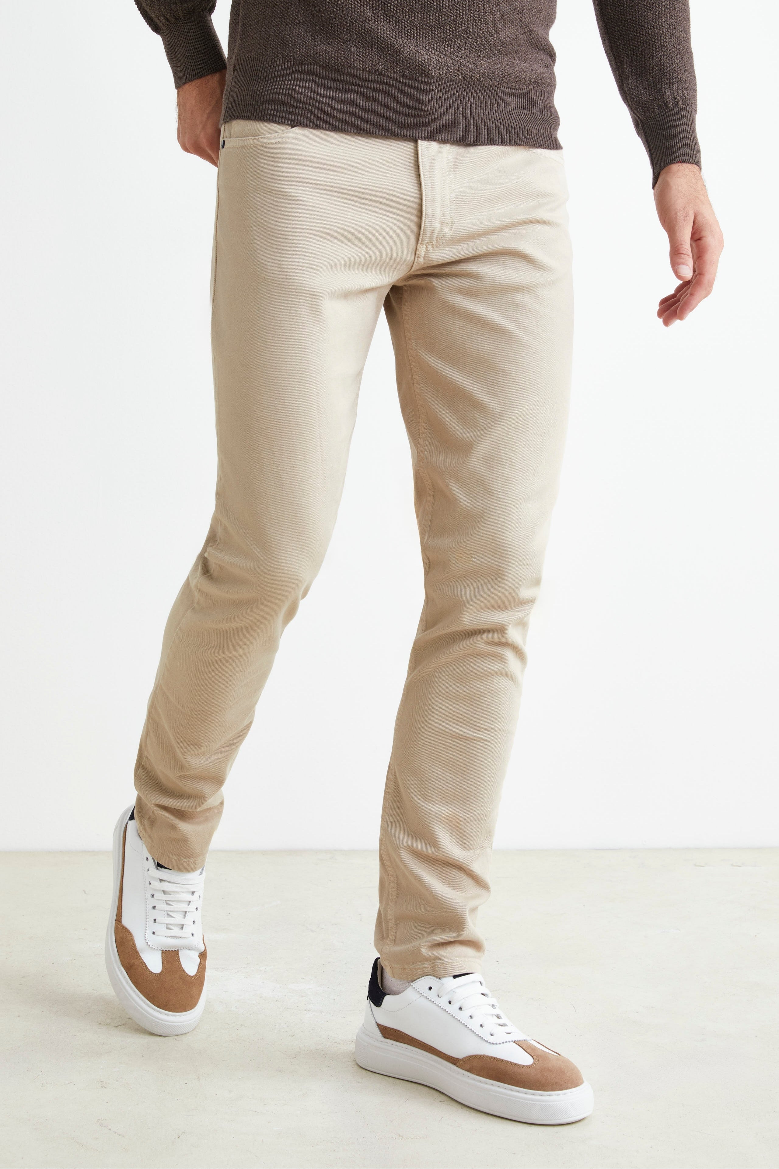 Pantalone Cinque Tasche Slim Fit - LATTE