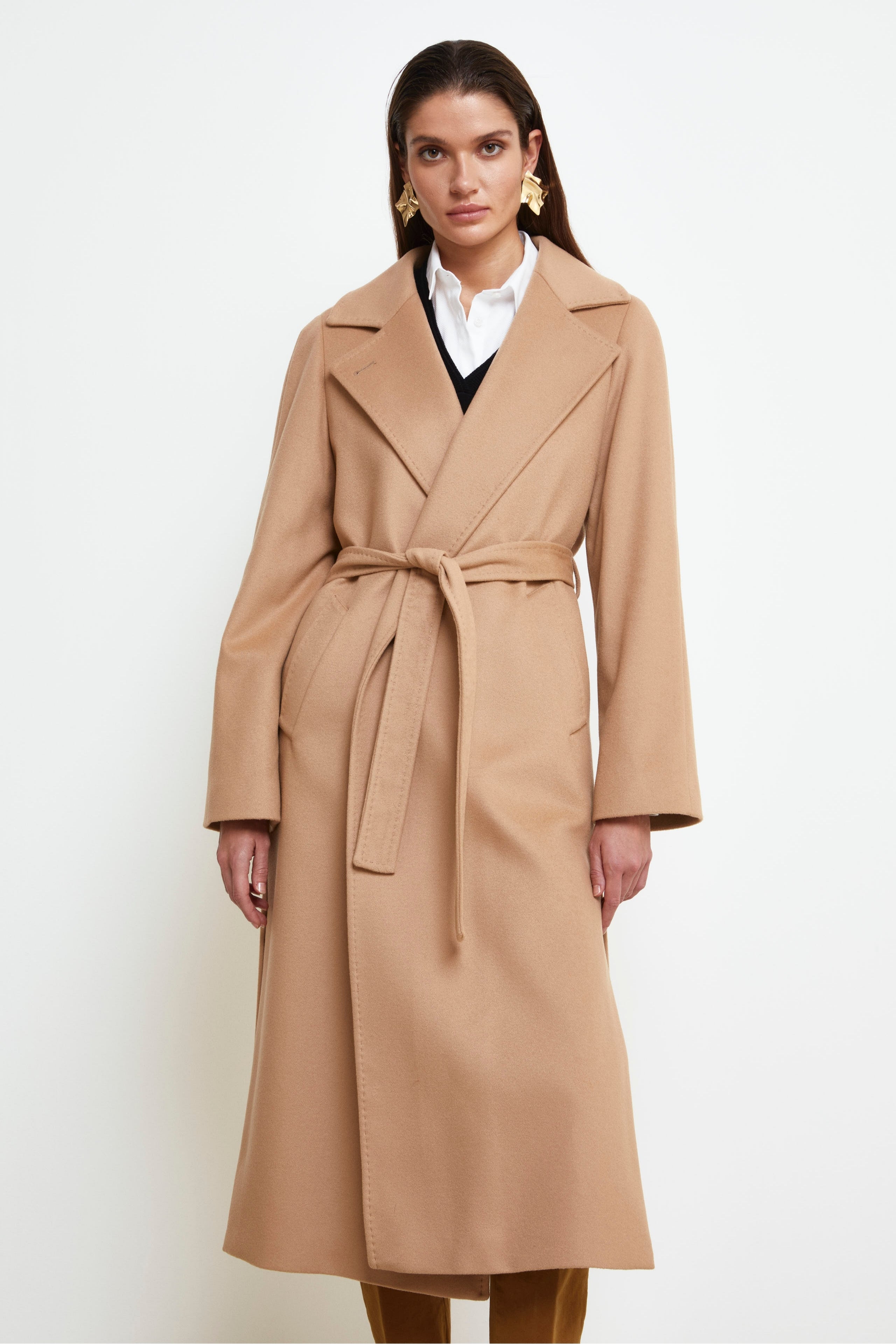 Manteau long en laine et cachemire - CHAMEAU