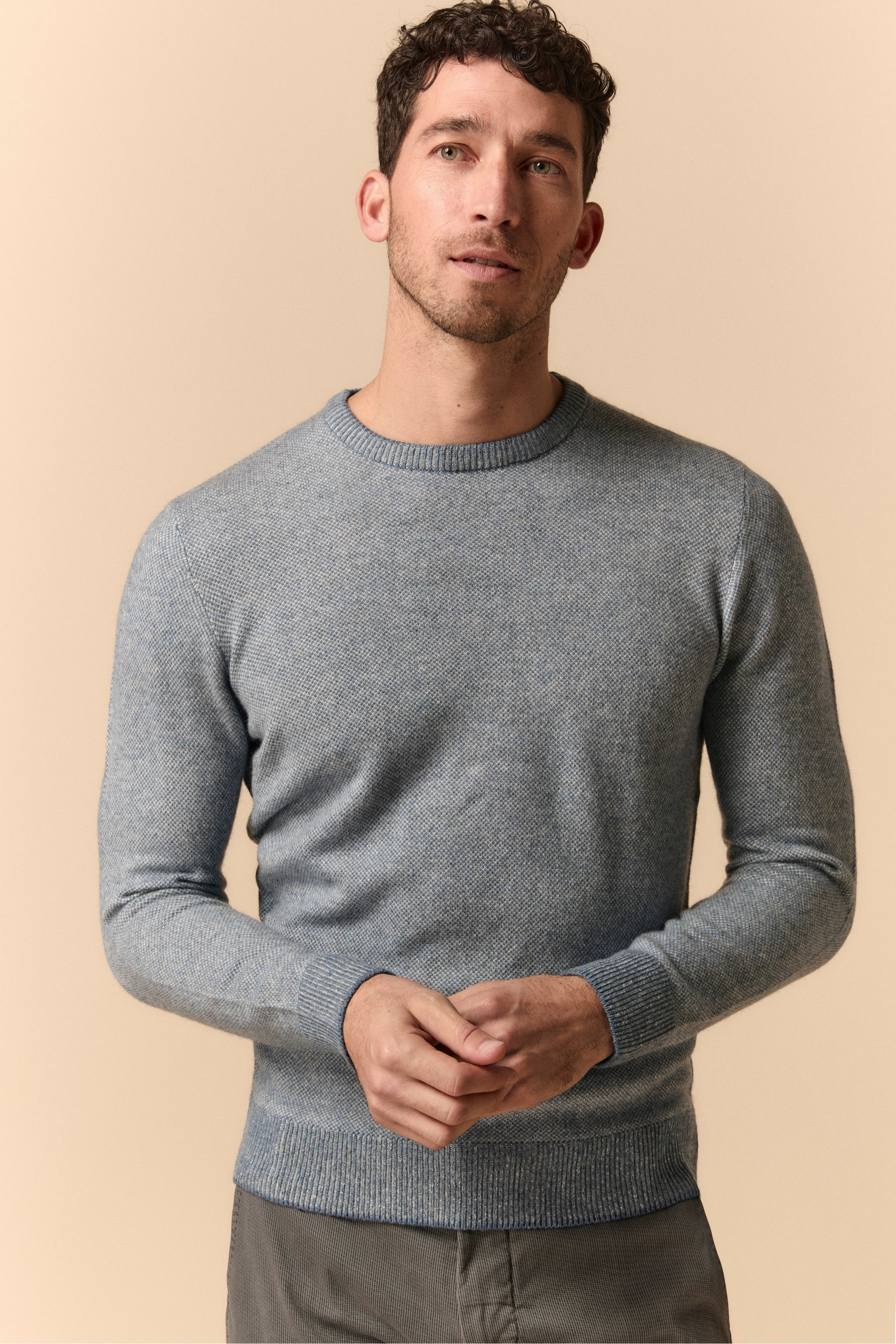 Maglia Girocollo in Lana e Cashmere - AVIO/GRIGIO