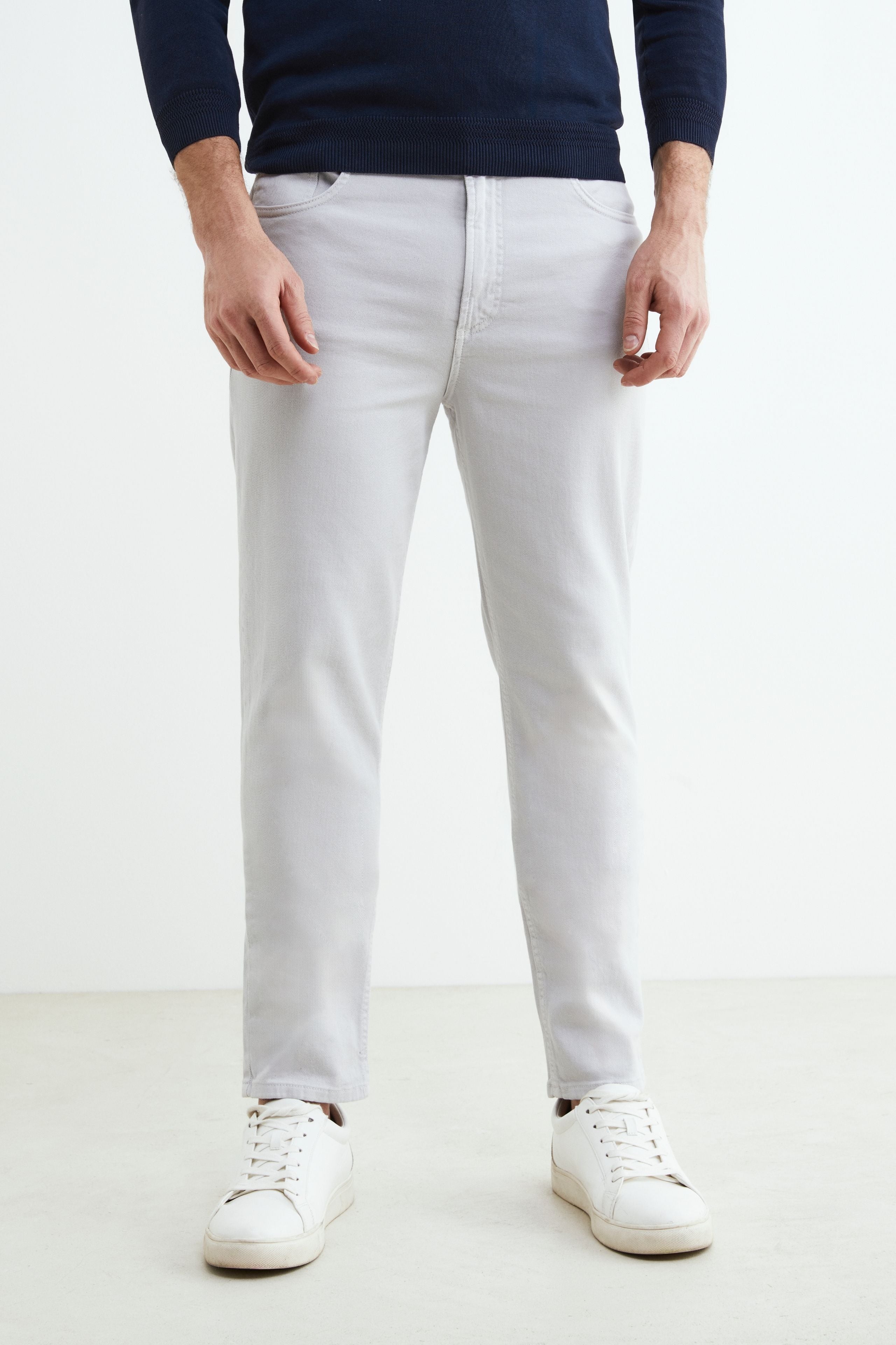 5-pocket cotton pants - Light grey