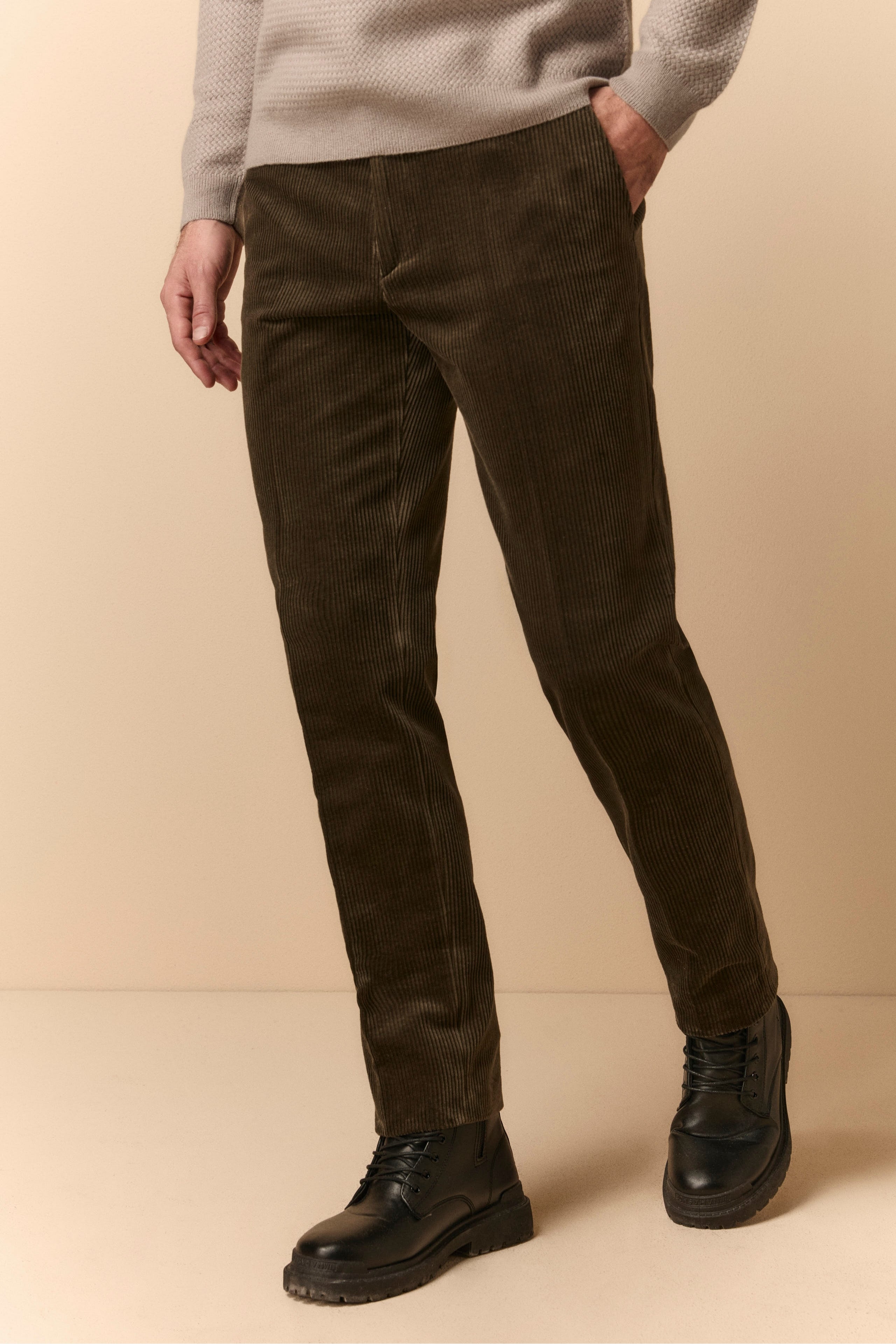 Pantalone in Velluto Regular Fit - VERDE